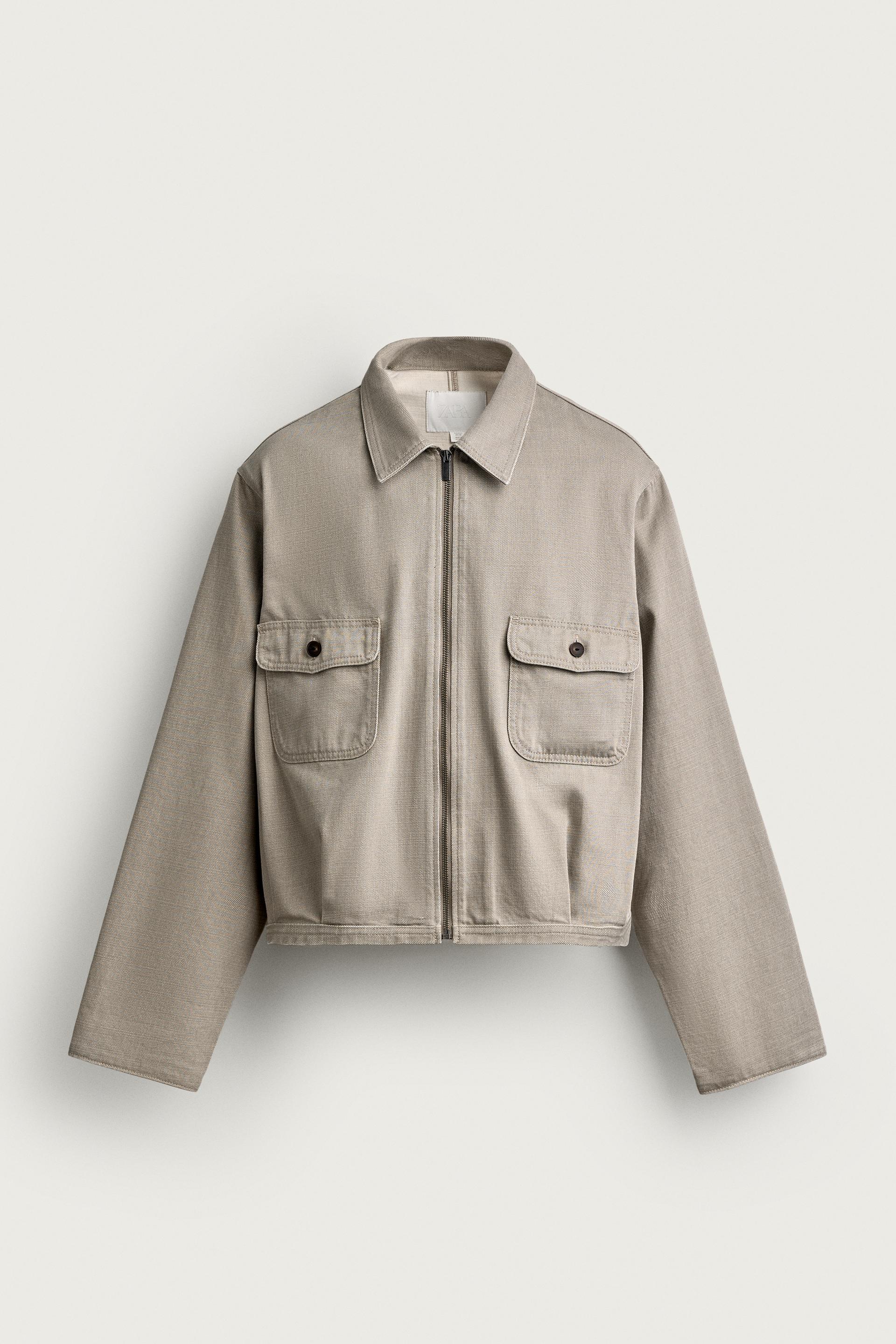 WAXED EFFECT CROPPED OVERSHIRT by ZARA