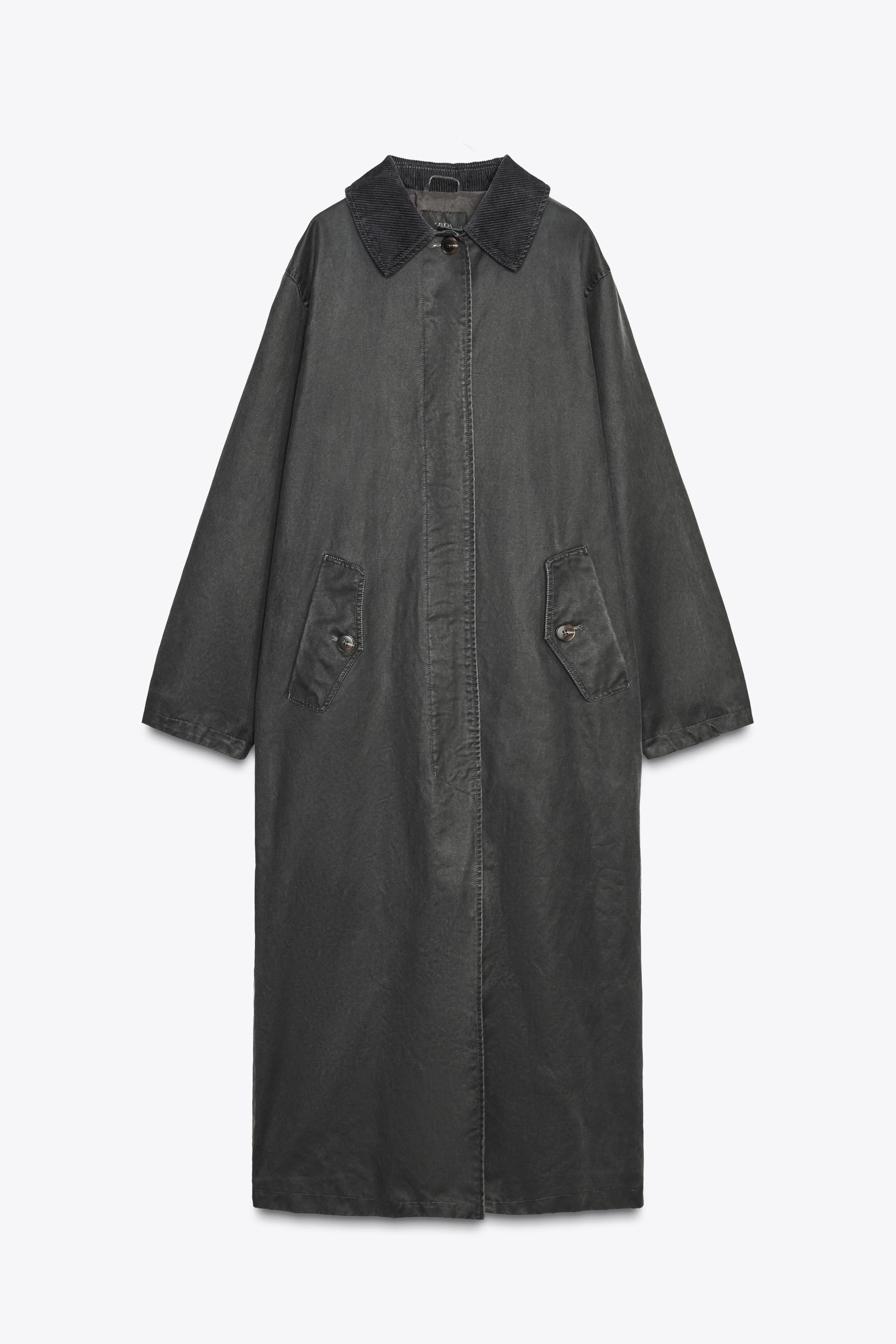 WAXED TRENCH COAT WITH CORDUROY COLLAR by ZARA