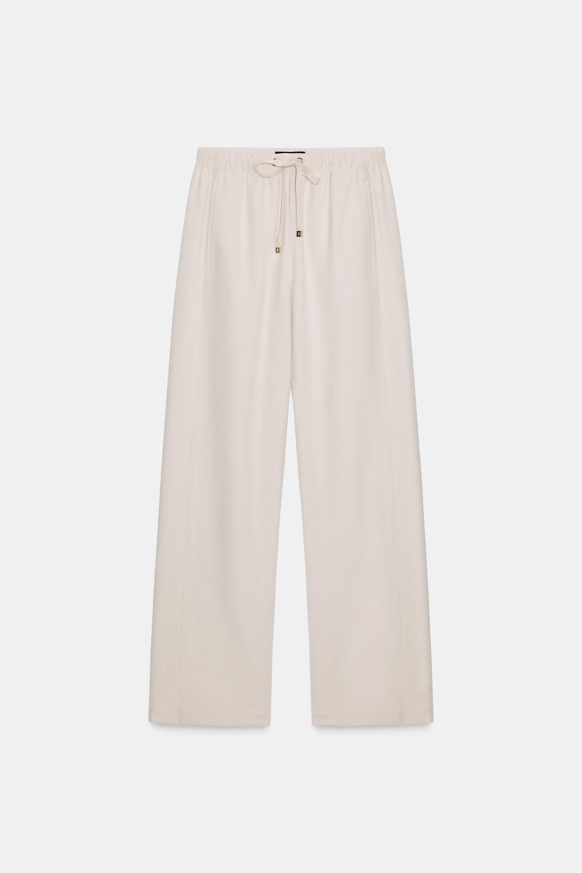 WIDE LEG ELASTIC WAIST PANTS by ZARA