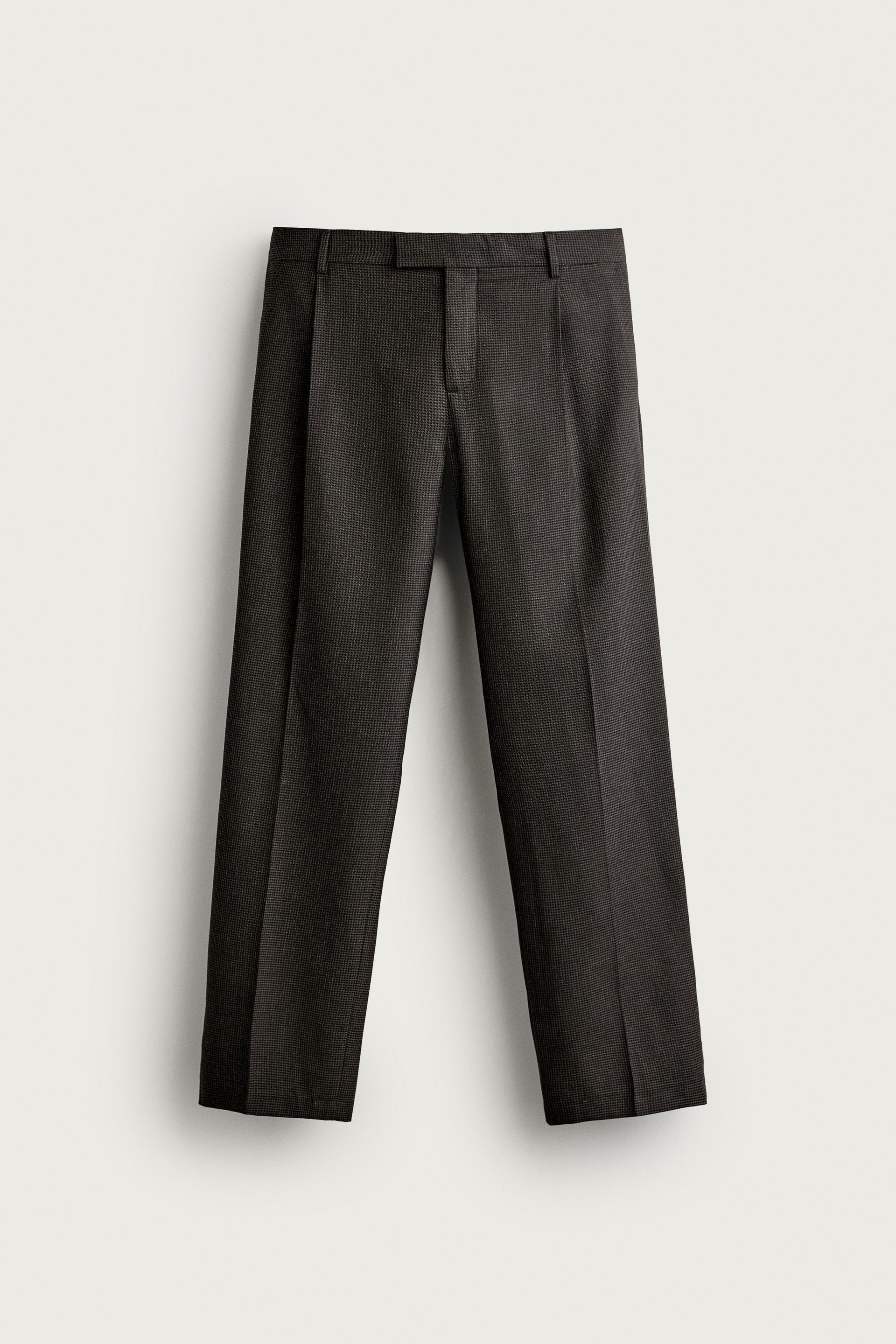 WOOL-BLEND HOUNDSTOOTH SUIT PANTS by ZARA