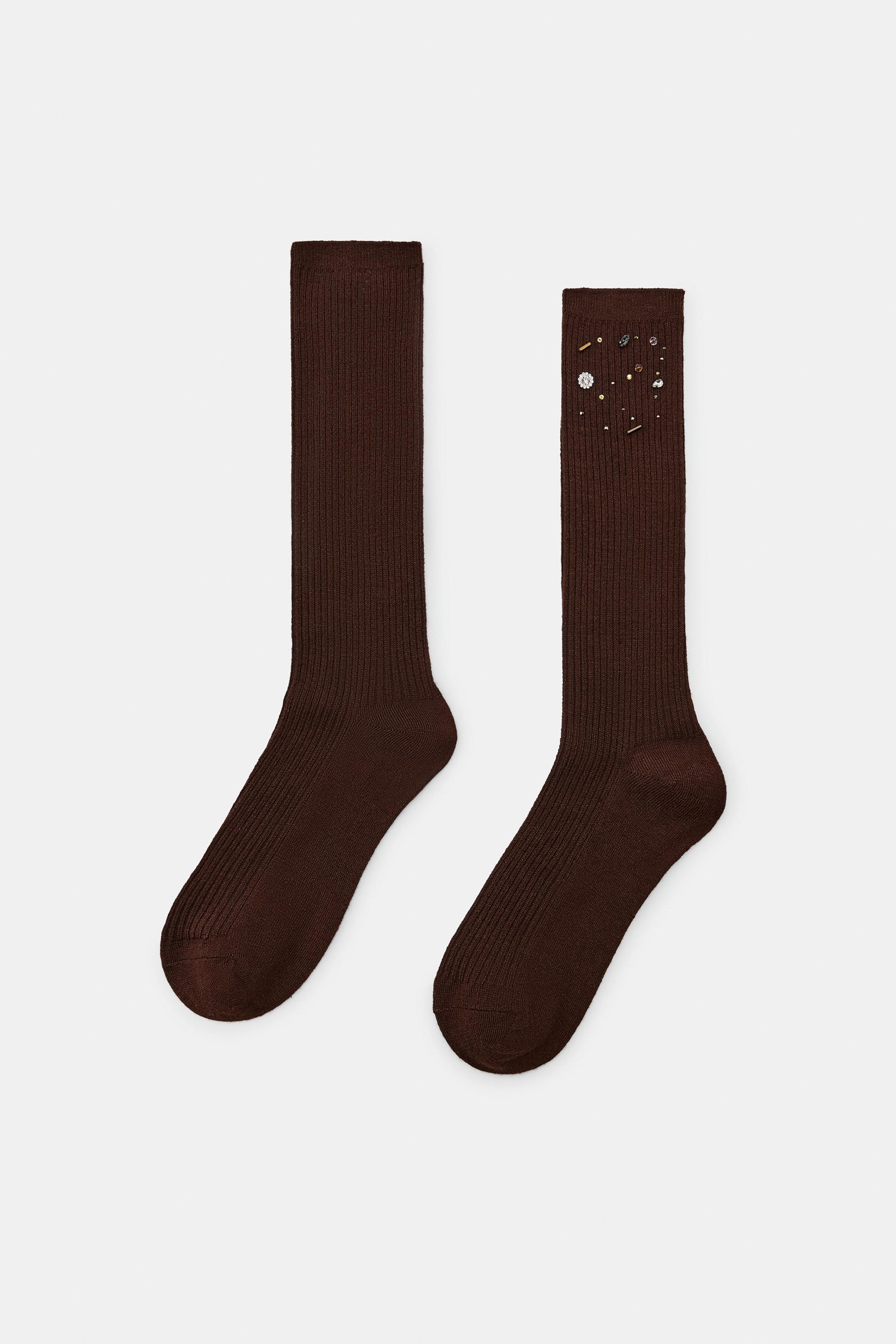 WOOL SOCKS WITH BEADS by ZARA
