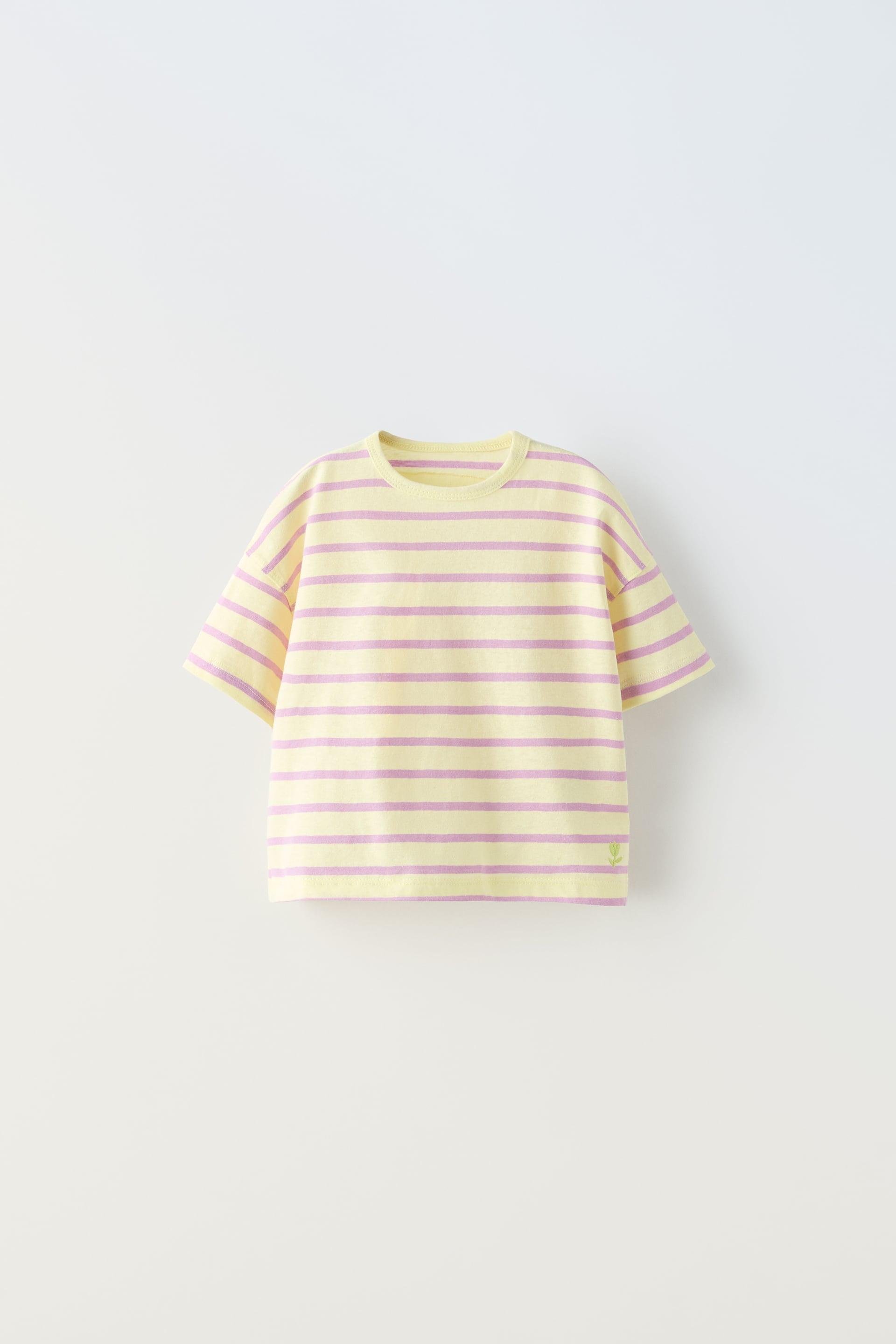 WOVEN EMBROIDERED STRIPED T-SHIRT by ZARA