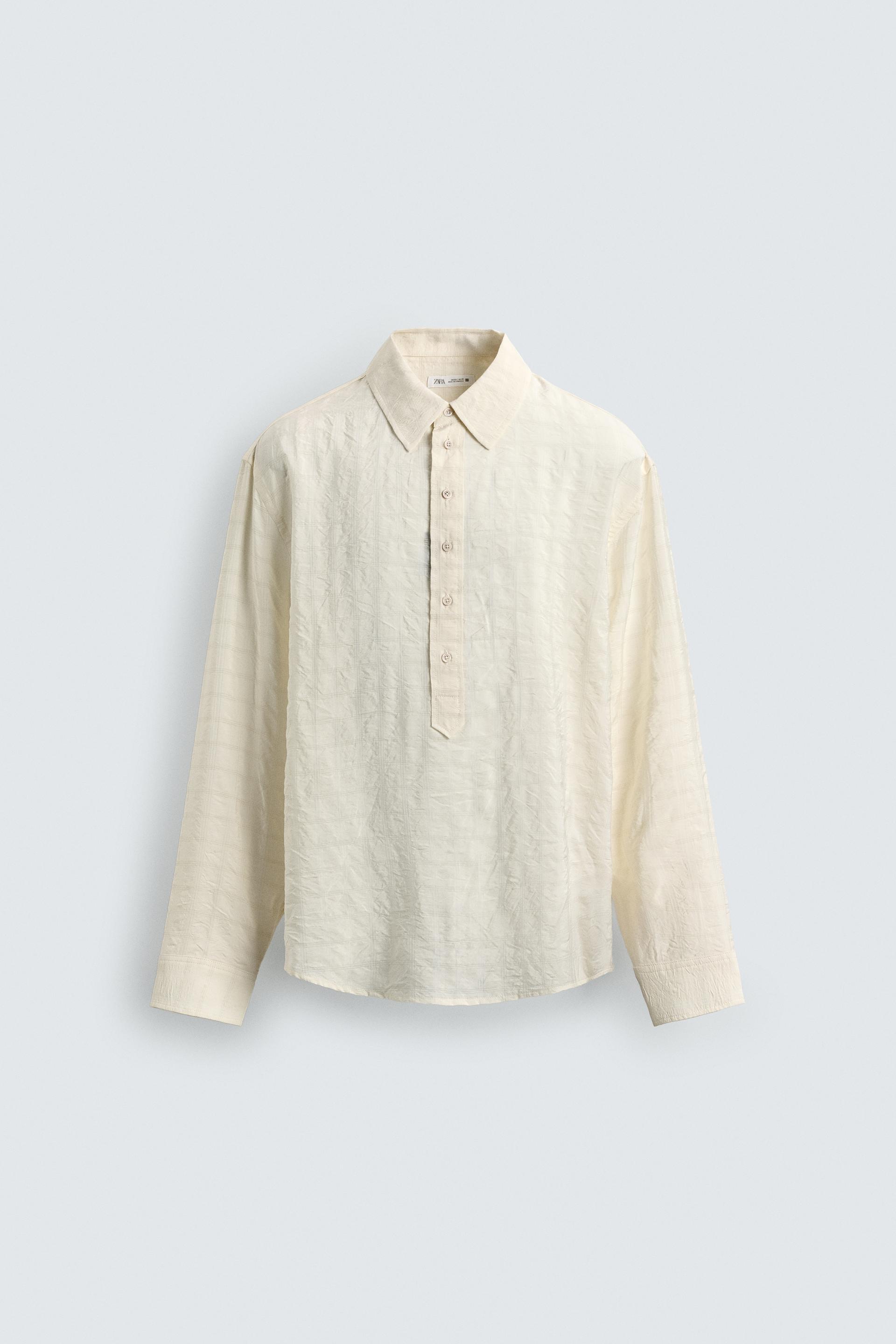WRINKLE EFFECT PLAID JACQUARD POLO SHIRT by ZARA
