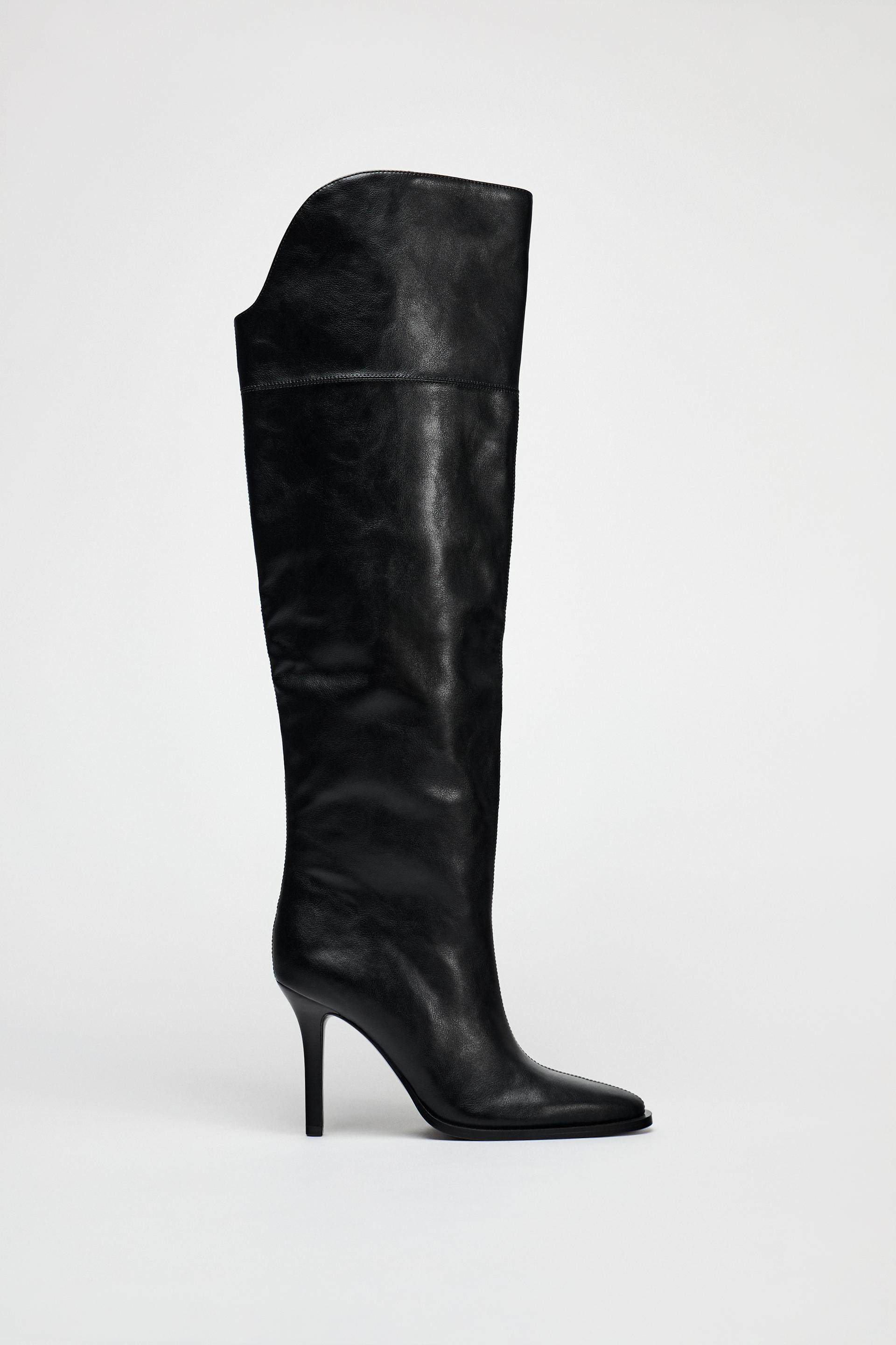 XL OVER THE KNEE HEELED BOOTS by ZARA