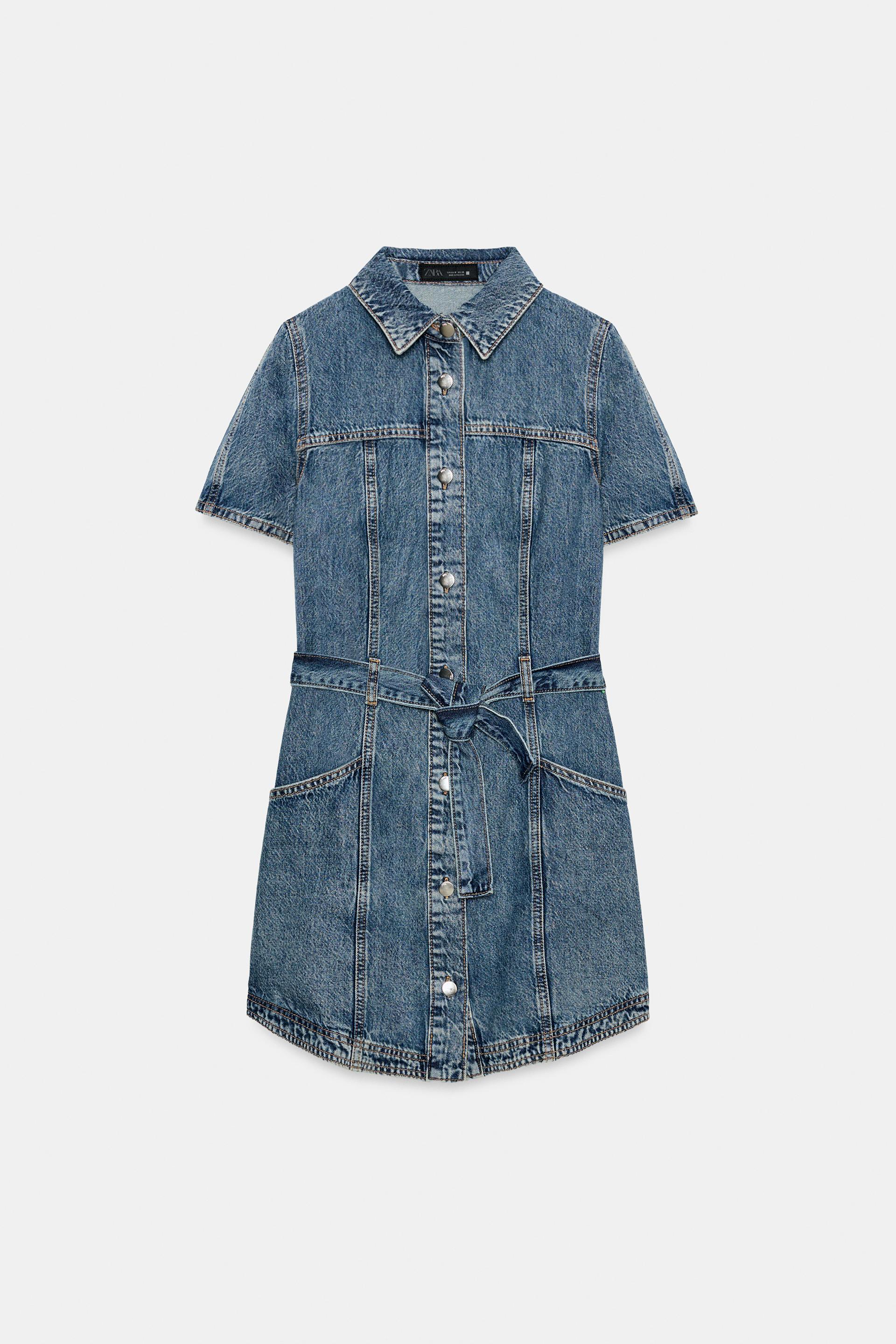 Z1975 BELTED MINI DENIM DRESS by ZARA