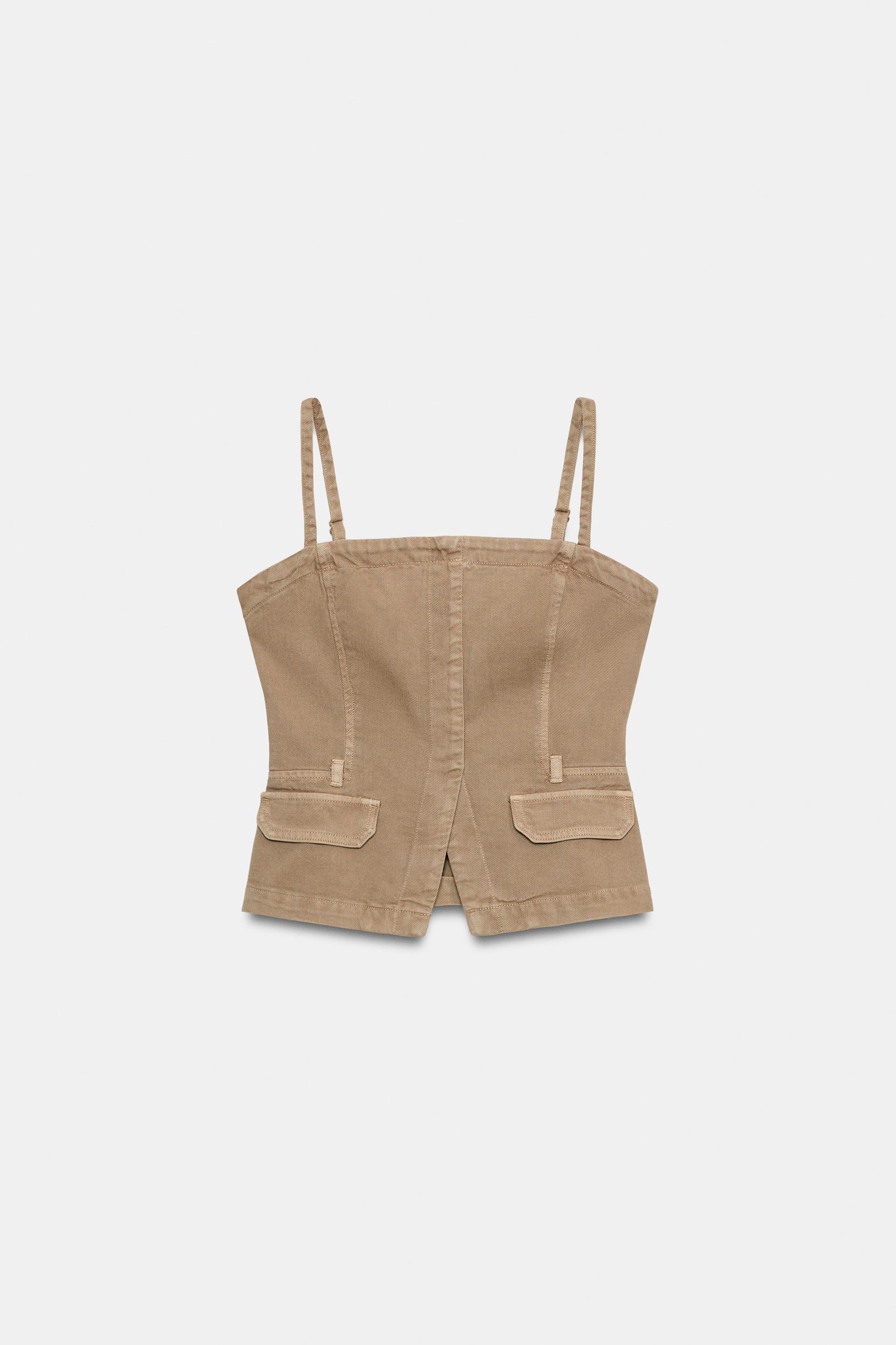 Z1975 DENIM STRAPPY CROP TOP by ZARA