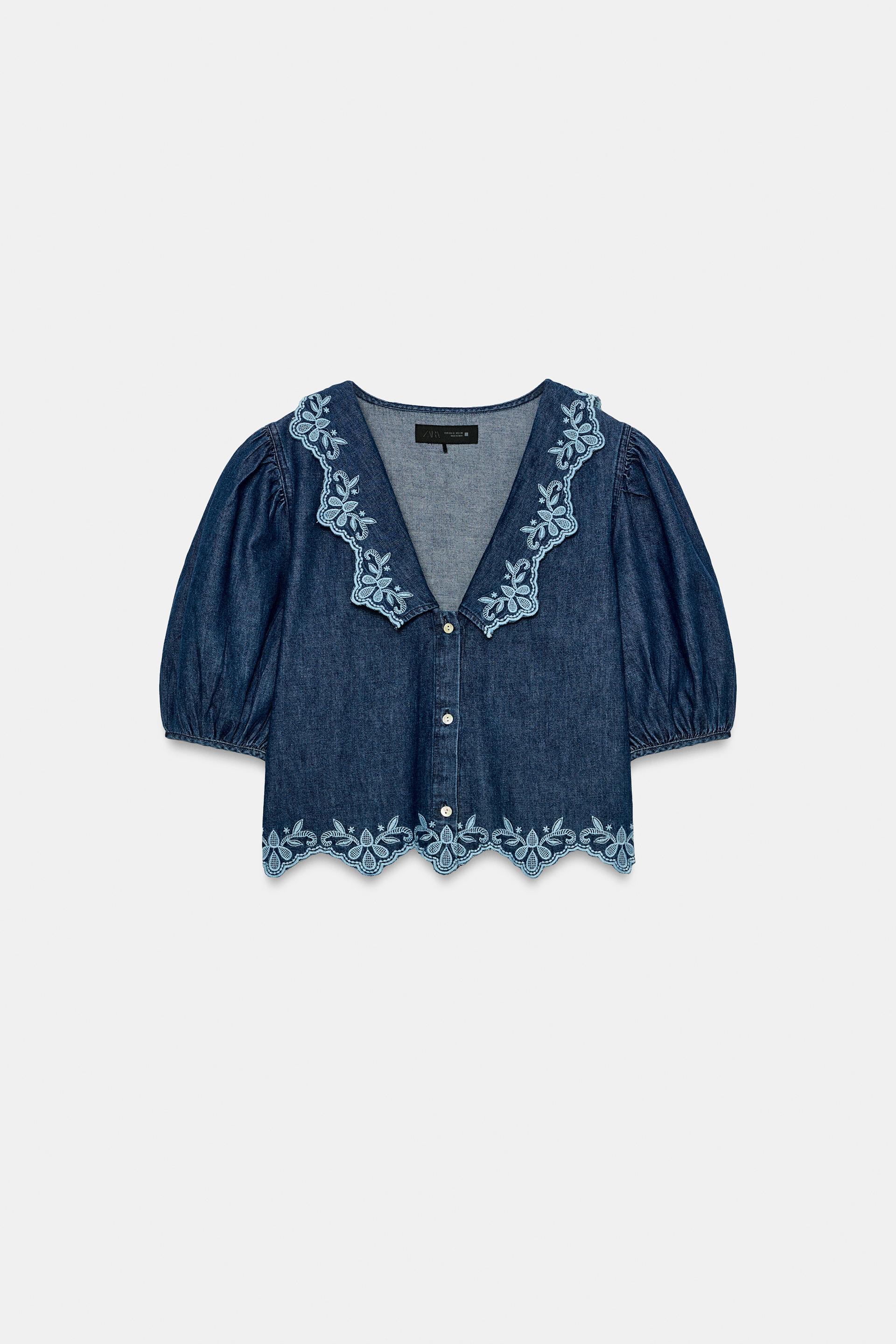 Z1975 EMBROIDERED DENIM SHIRT by ZARA