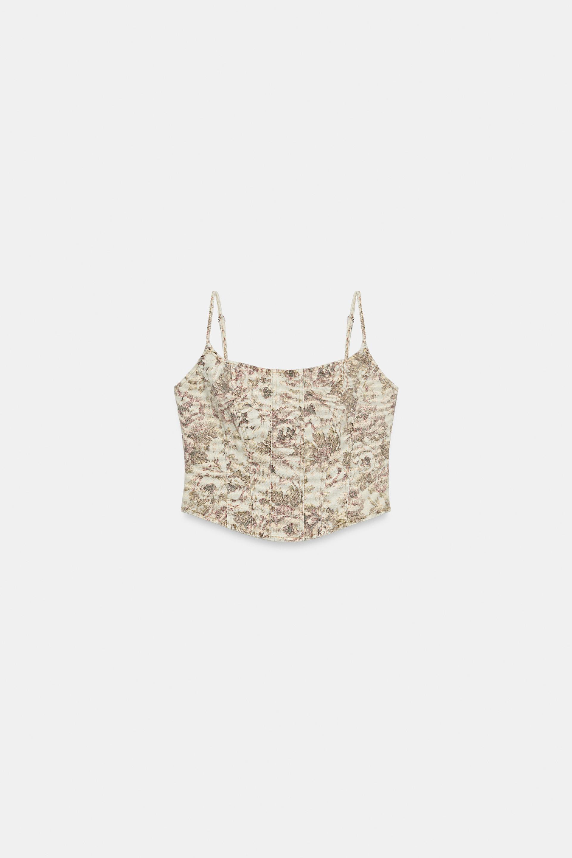 Z1975 FLORAL PRINT DENIM CROP TOP by ZARA