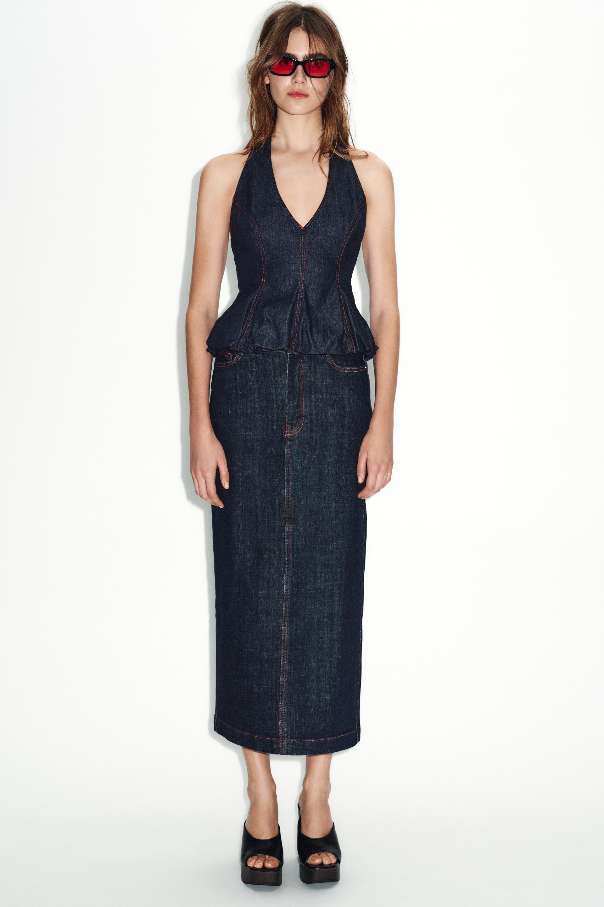 Z1975 HALTER BALLOON DENIM TOP by ZARA