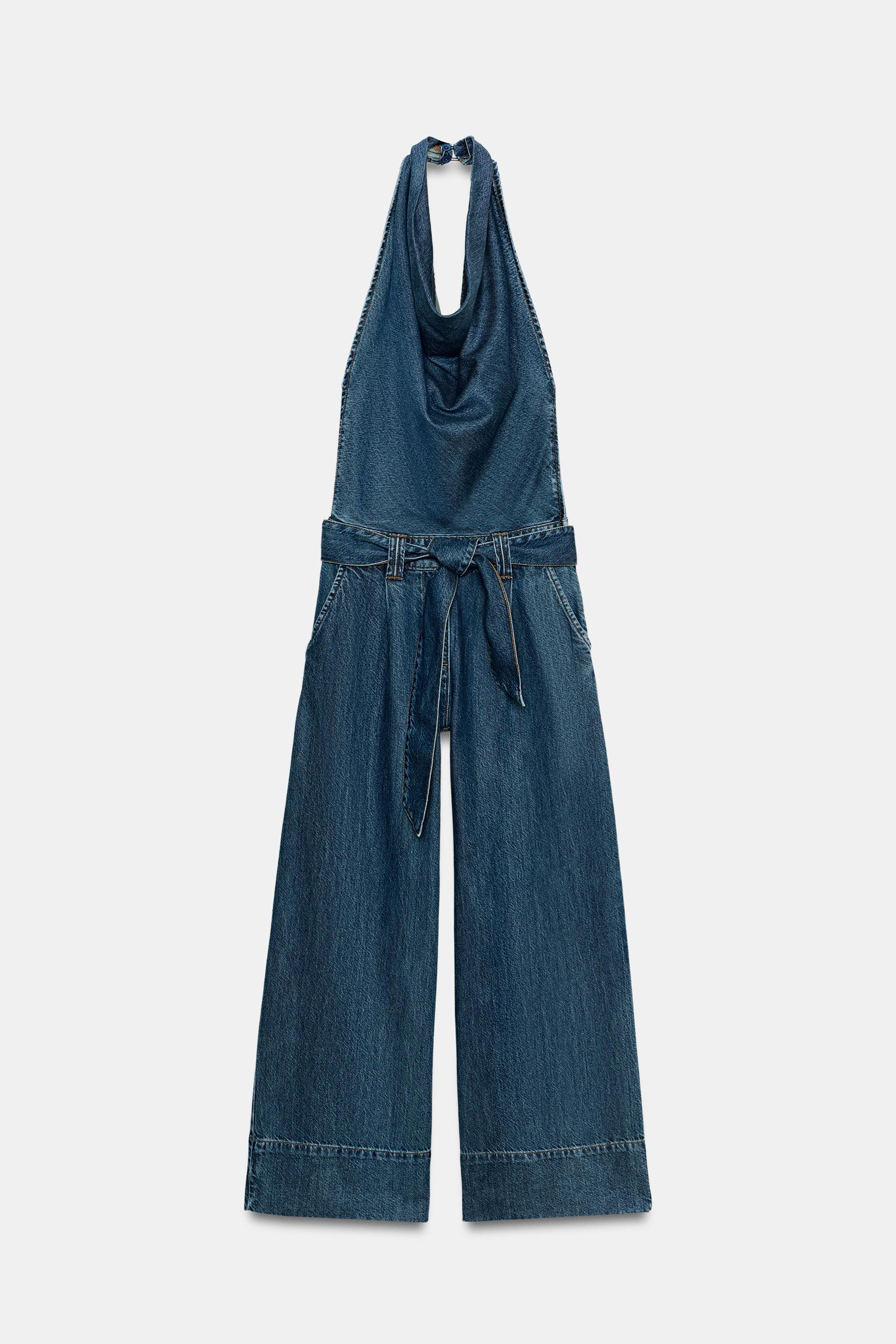 Z1975 HALTER DENIM JUMPSUIT by ZARA