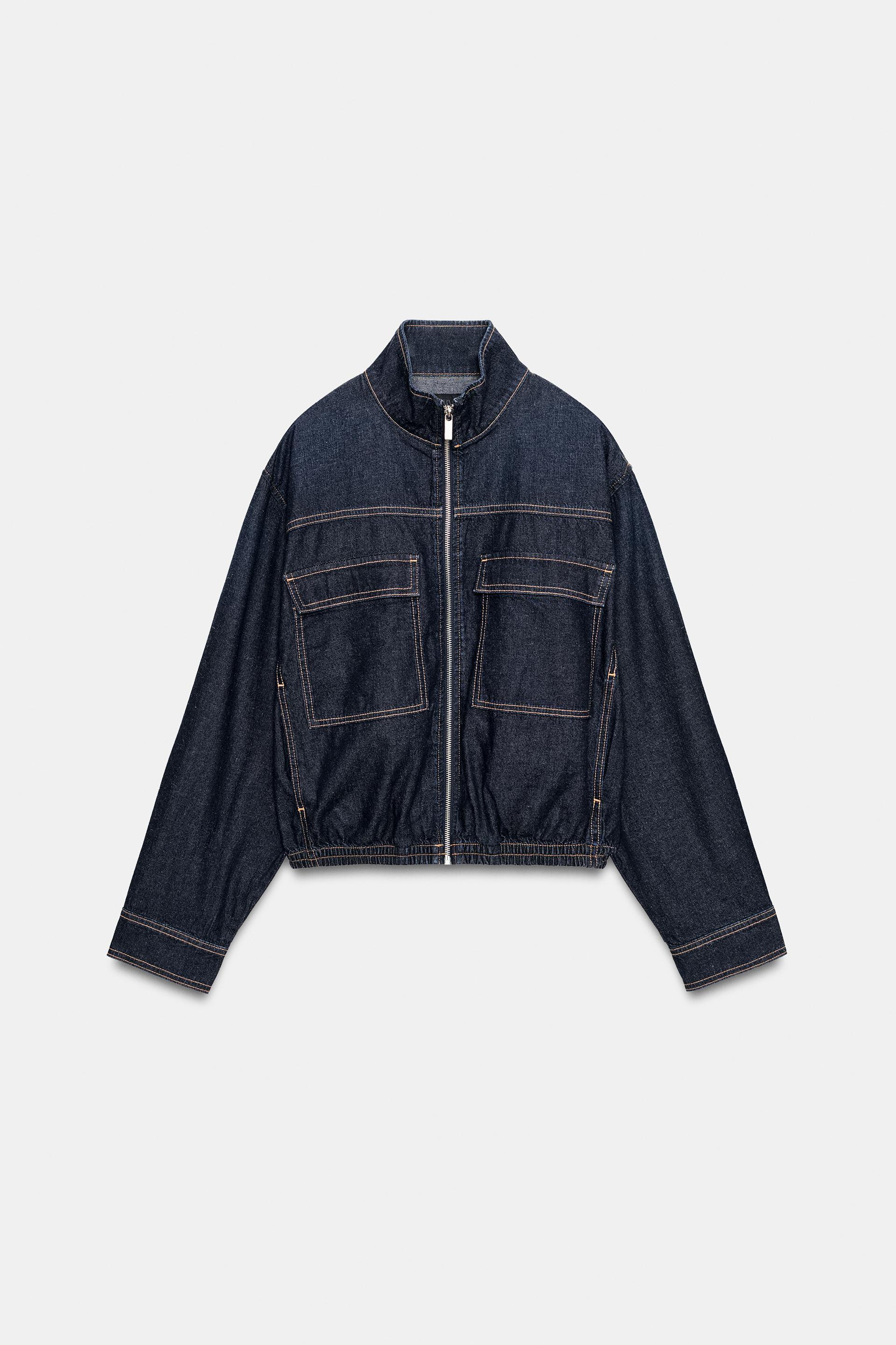 Z1975 HIGH-COLLAR DENIM BOMBER JACKET by ZARA