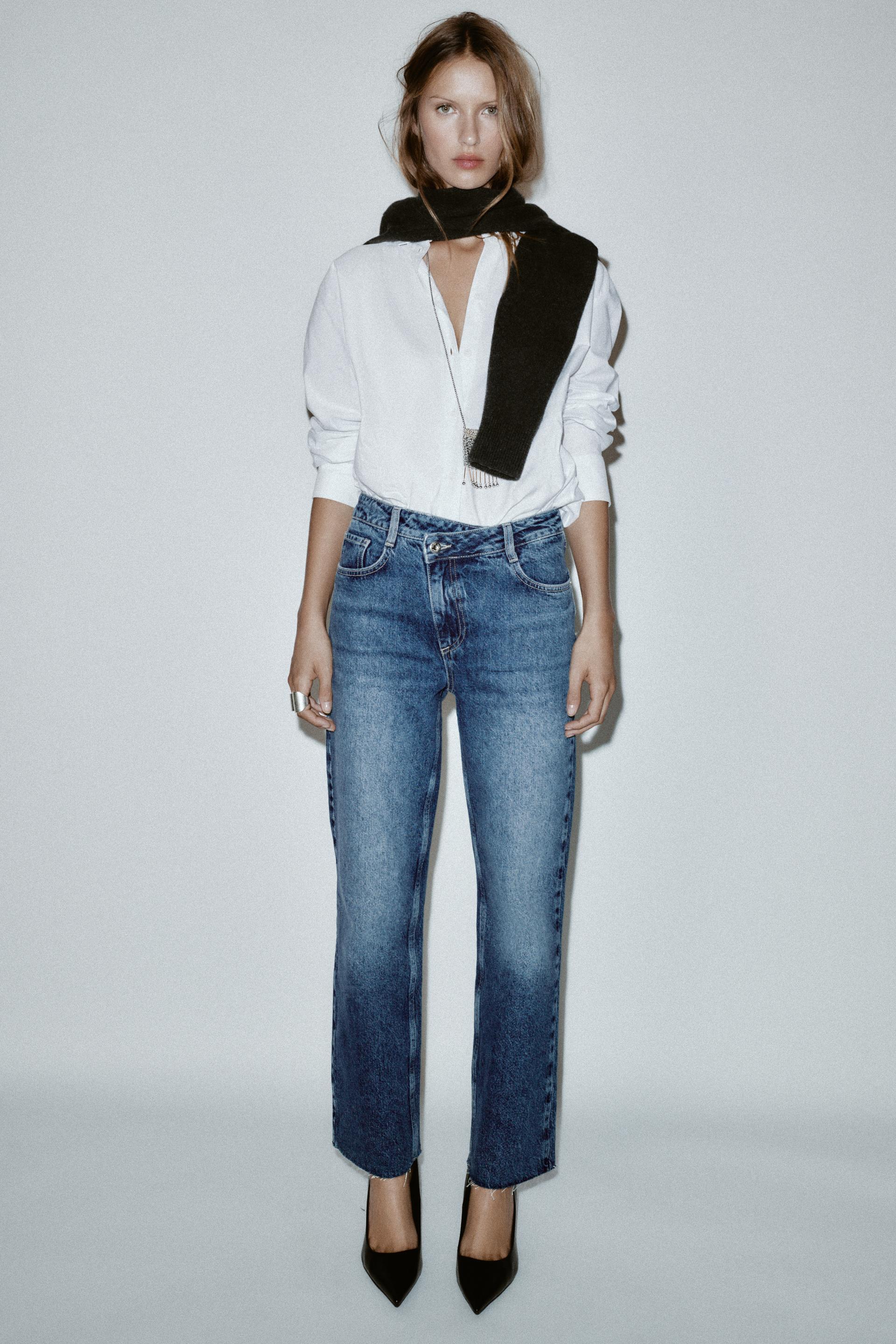 Z1975 HIGH WAISTED CROSSOVER WAIST STRAIGHT JEANS by ZARA