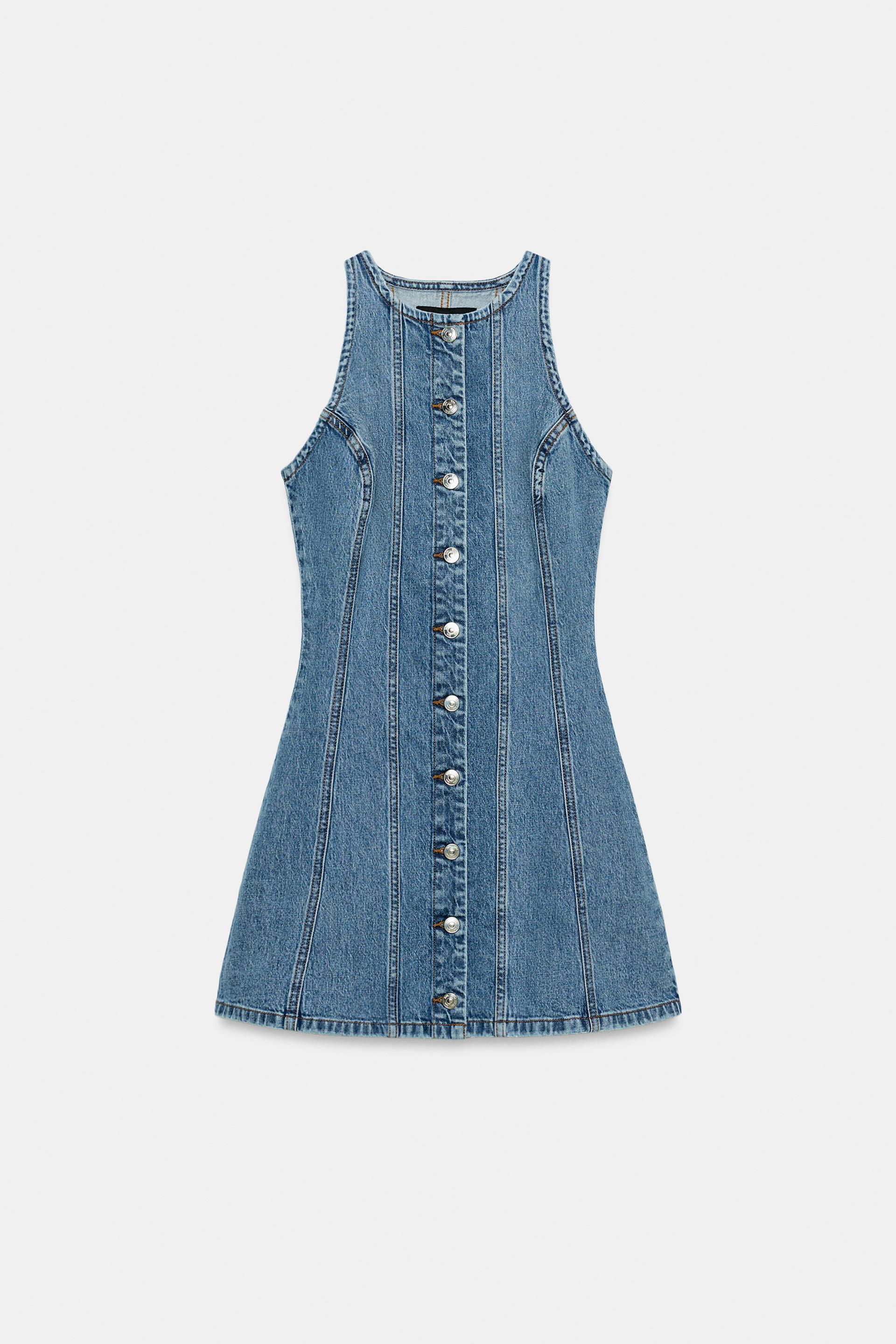 Z1975 MINI SEAMED DENIM DRESS by ZARA