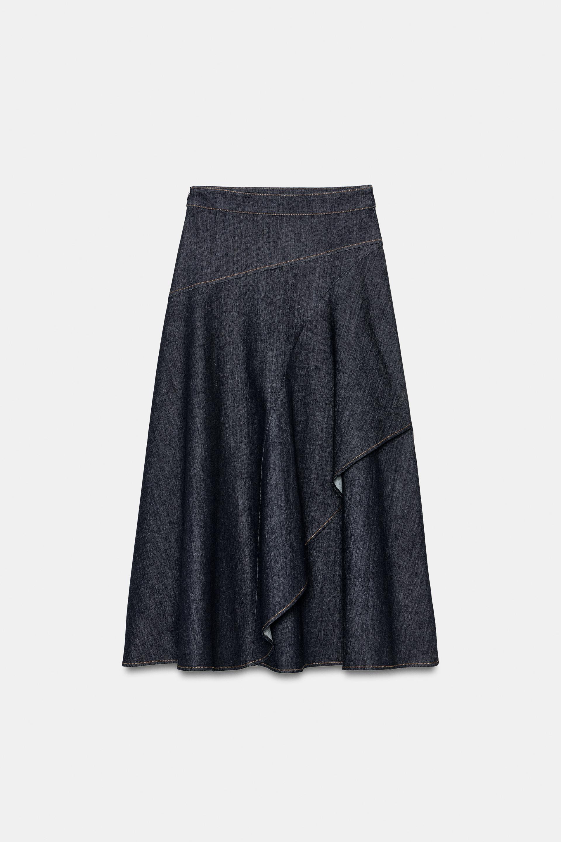 Z1975 RUFFLE DENIM MIDI SKIRT by ZARA