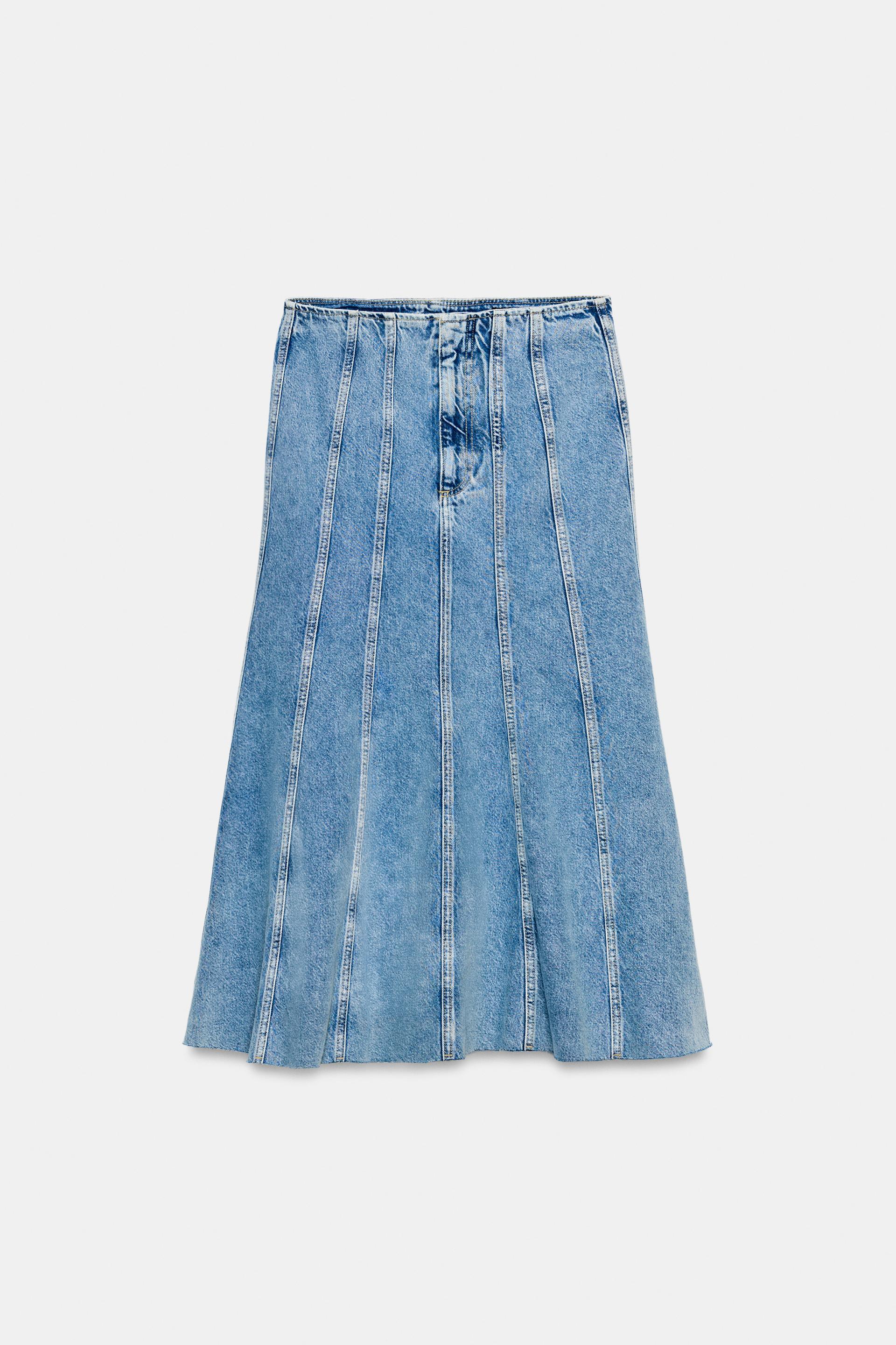 Z1975 SEAMED DENIM MIDI SKIRT by ZARA