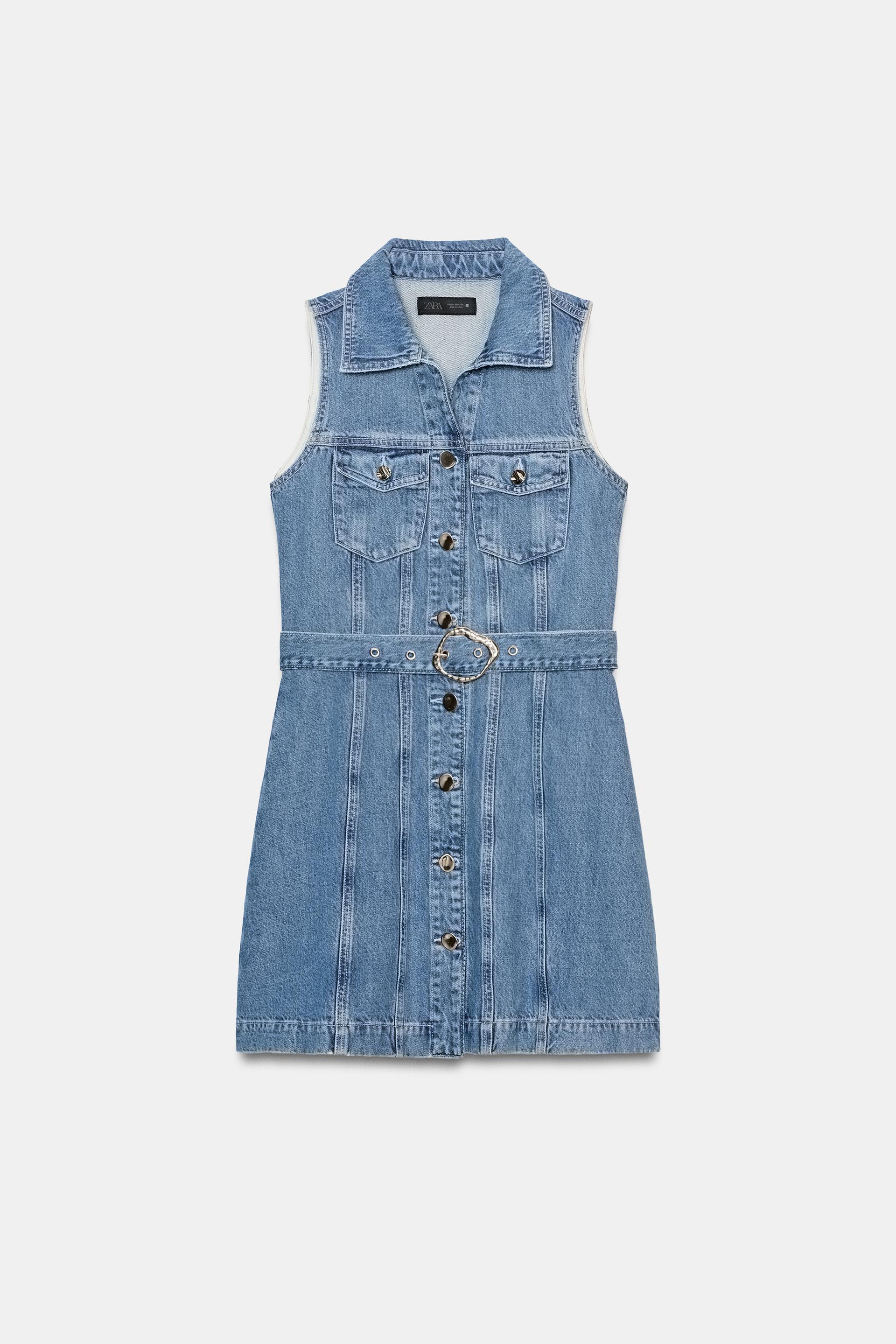 Z1975 SHORT BELTED DENIM DRESS by ZARA