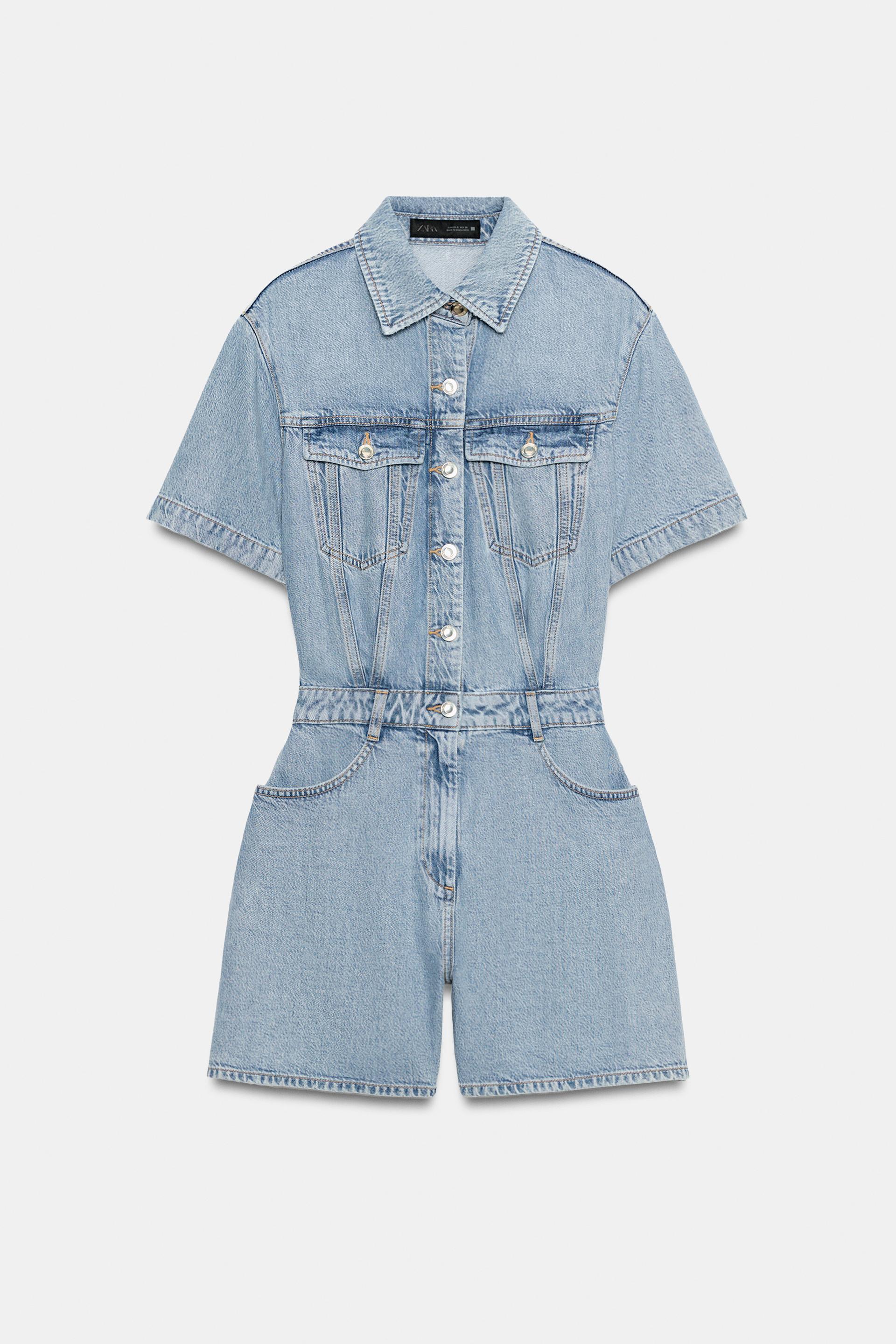 Z1975 SHORT FLOWY DENIM JUMPSUIT by ZARA