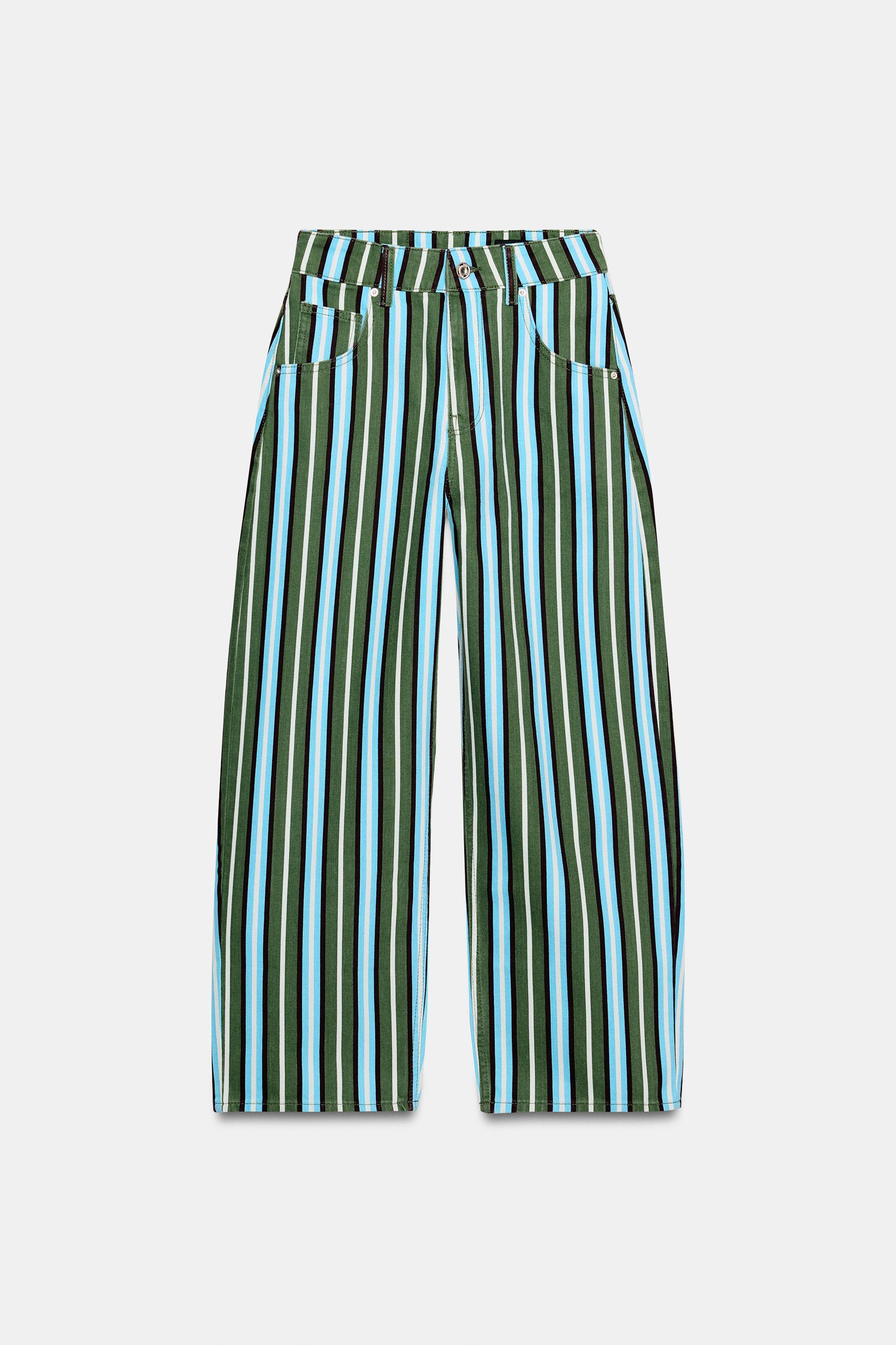 Z1975 STRIPED BARREL JEANS by ZARA