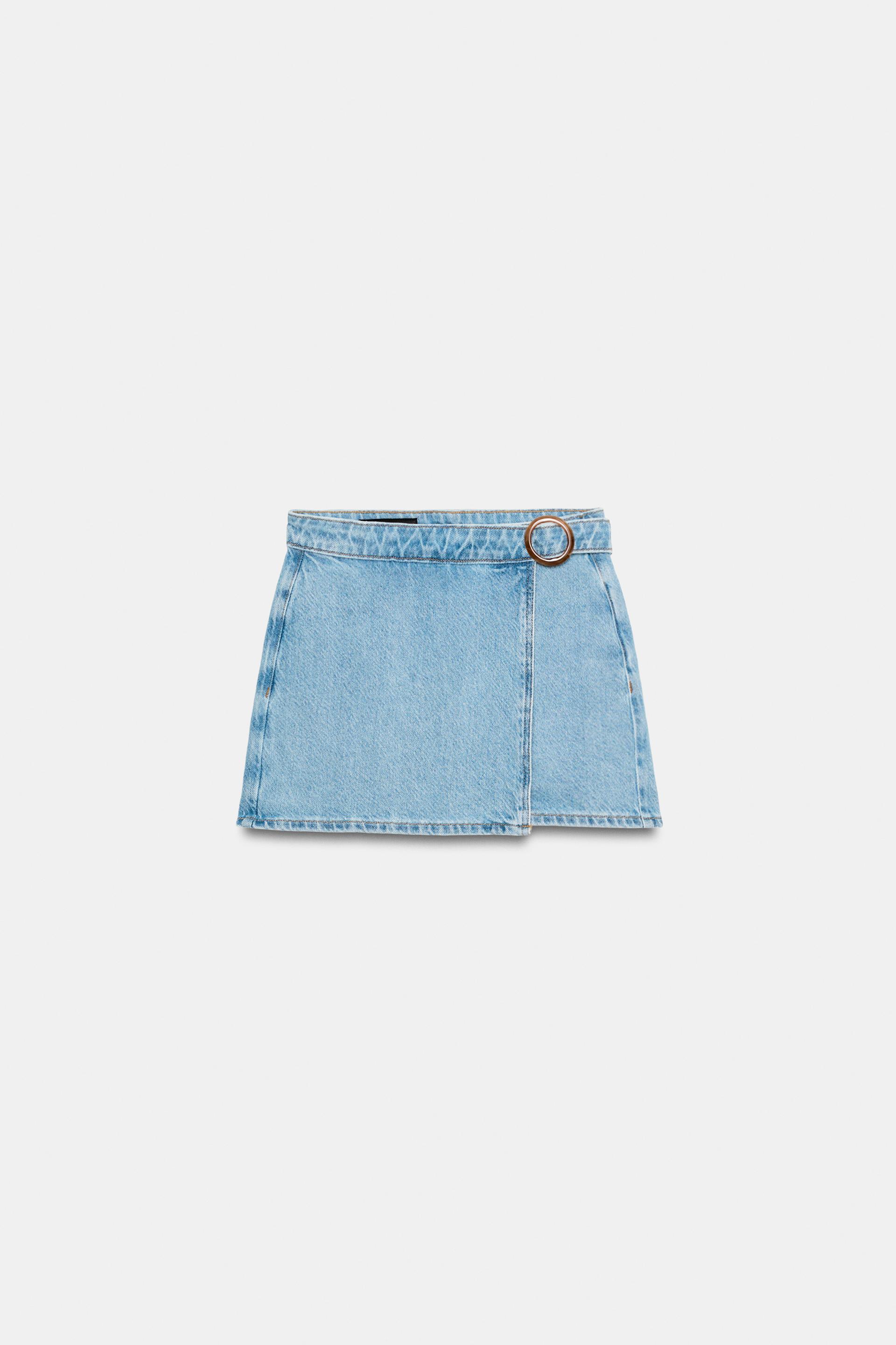 Z1975 WRAP DENIM SKORT WITH BUCKLE by ZARA