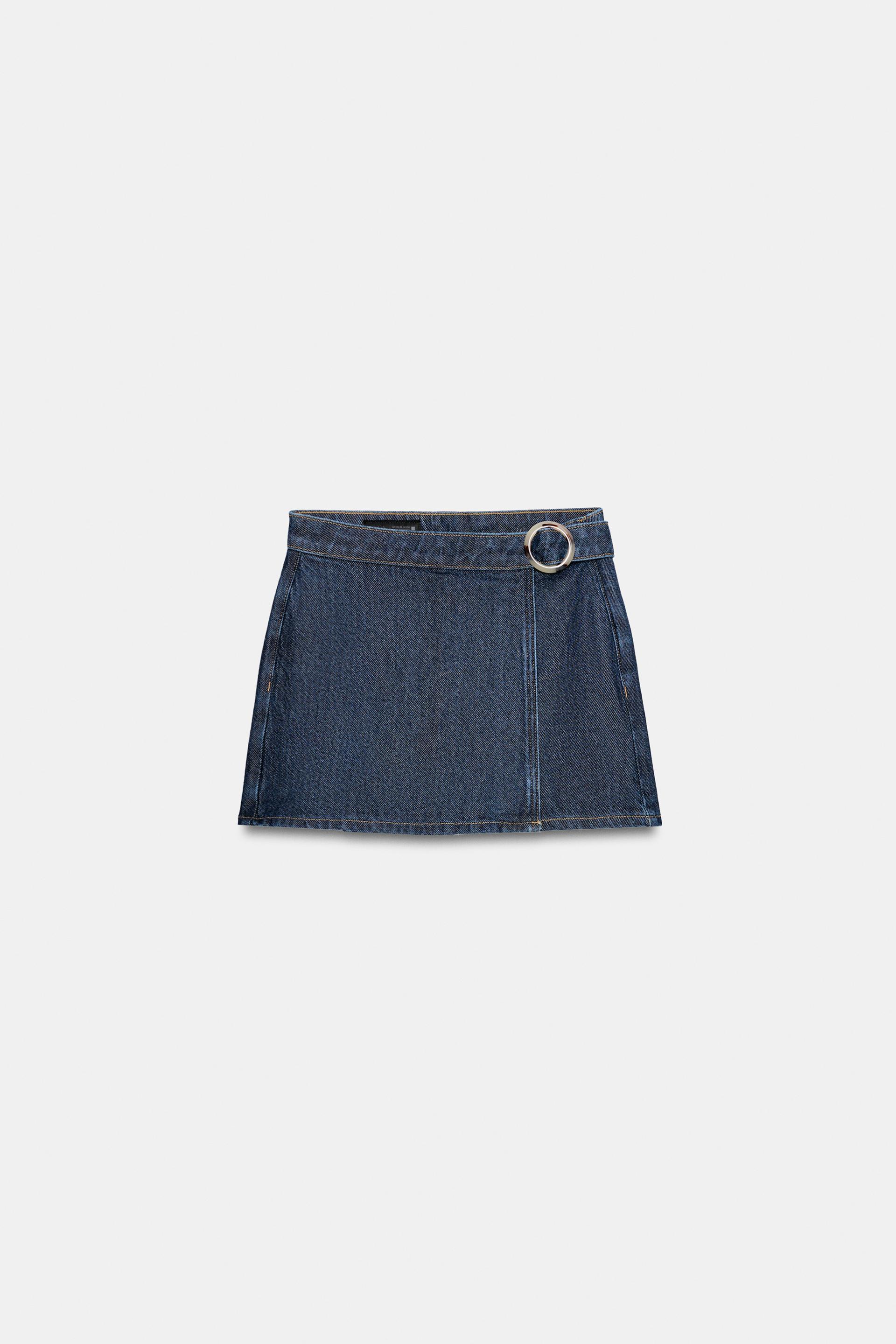 Z1975 WRAP DENIM SKORT WITH BUCKLE by ZARA
