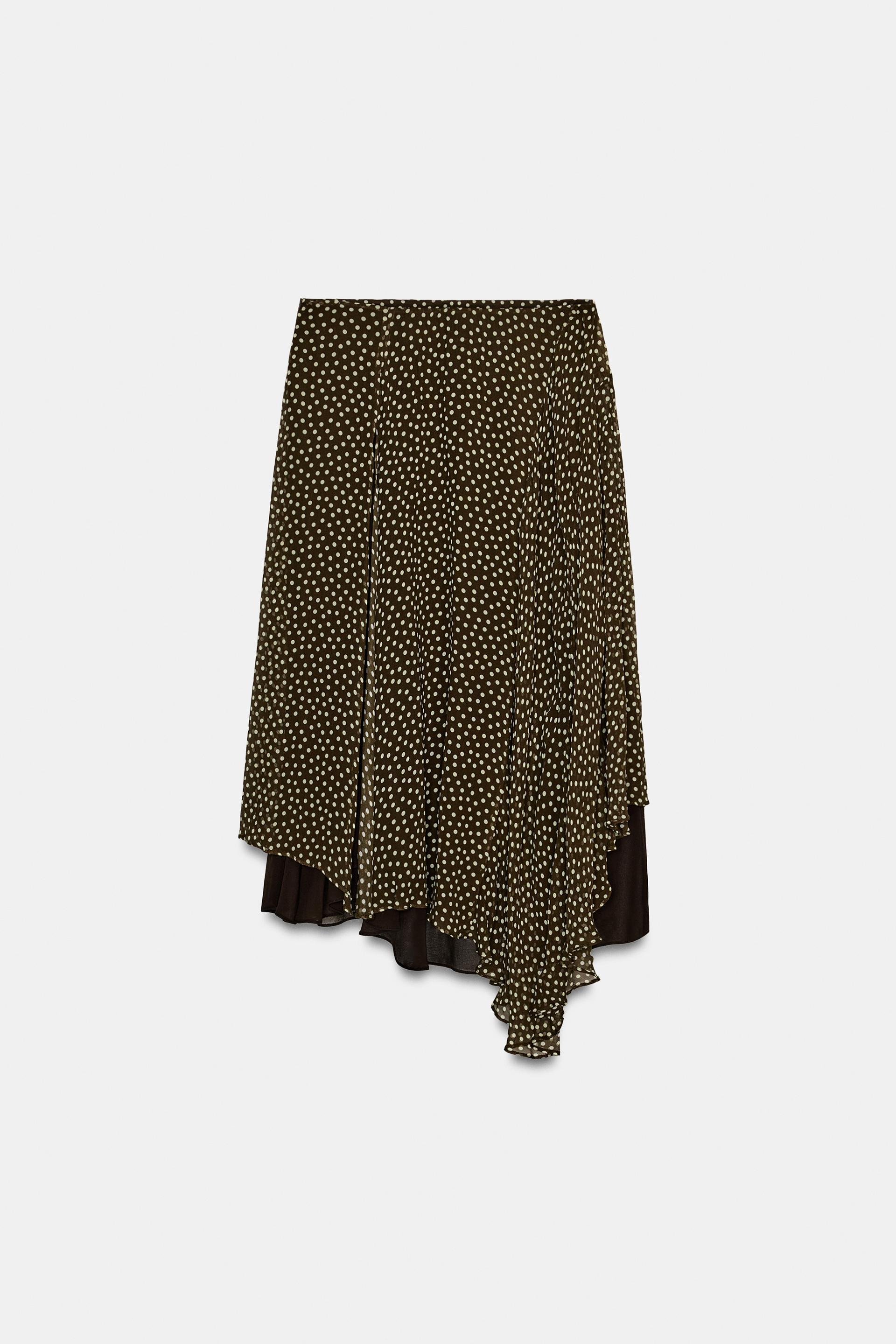 ZW COLLECTION ASYMMETRIC POLKA DOT SKIRT by ZARA