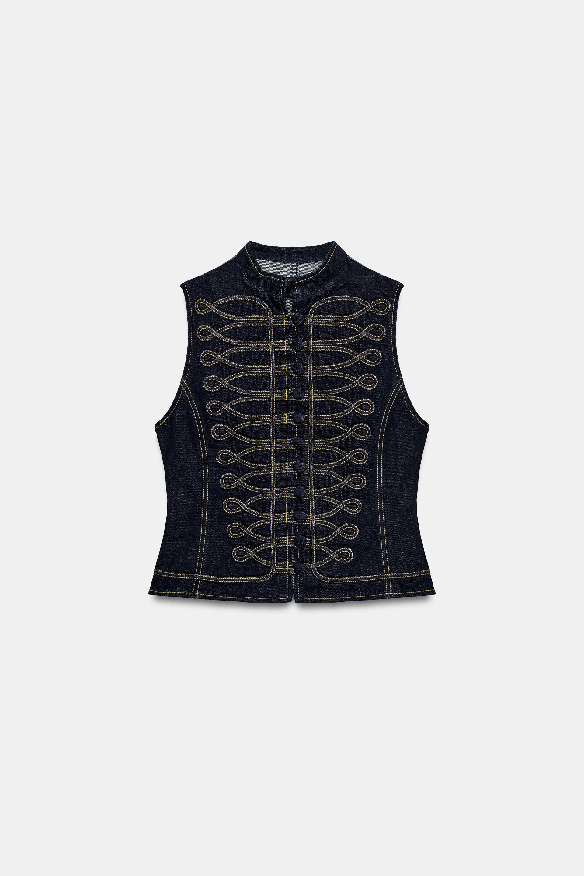 ZW COLLECTION DENIM FROG CLASP VEST by ZARA