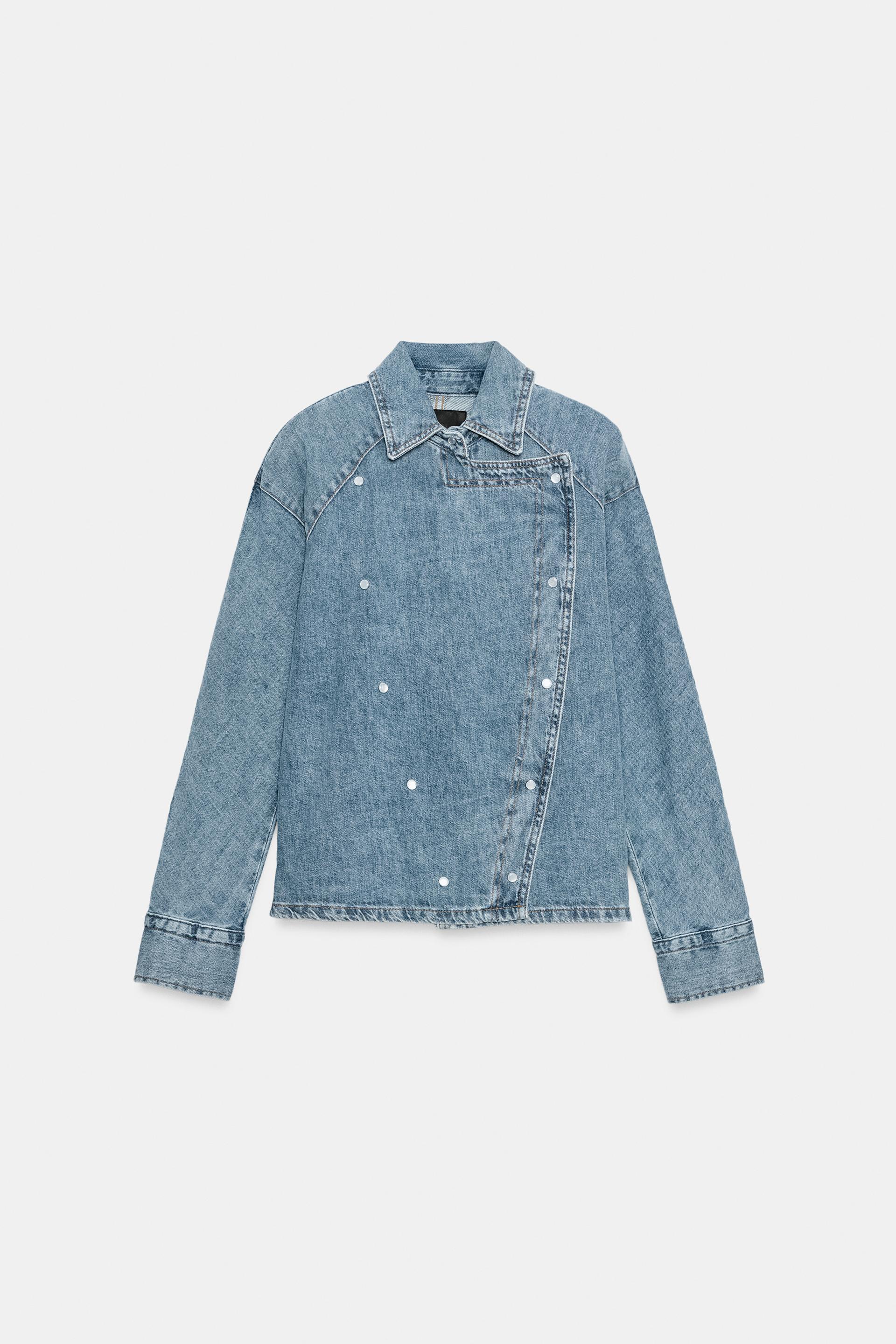 ZW COLLECTION DENIM JACKET WITH SHOULDER PADS by ZARA