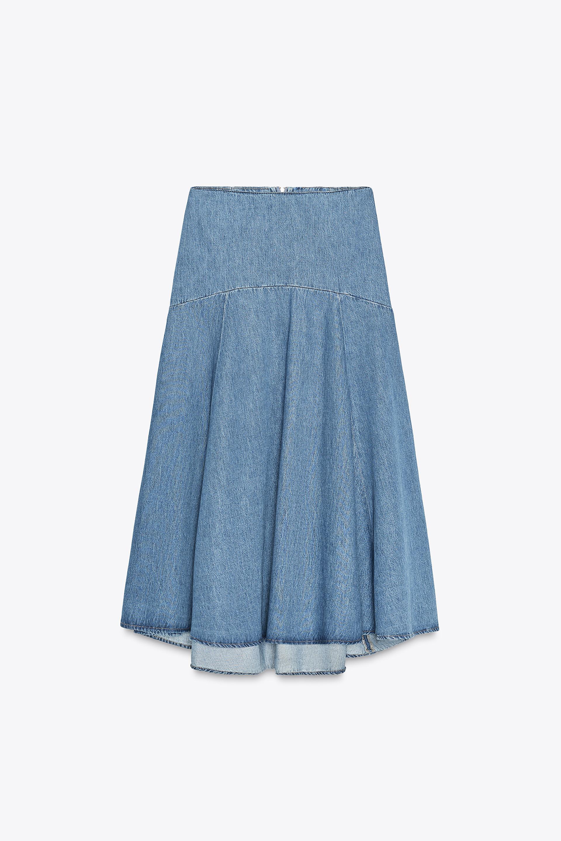 ZW COLLECTION DENIM MIDI SKIRT by ZARA