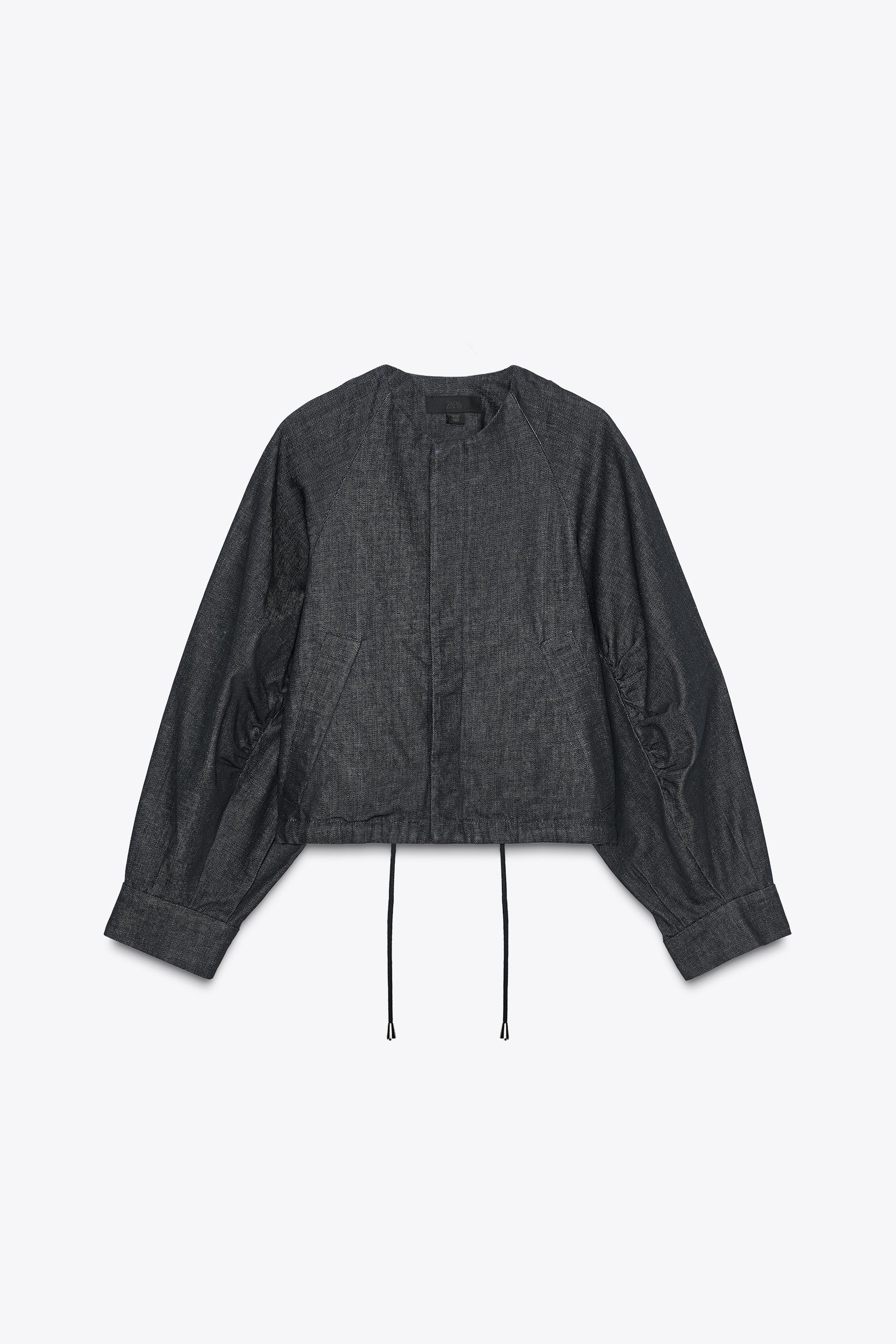 ZW COLLECTION DENIM PUFFER BOMBER JACKET by ZARA