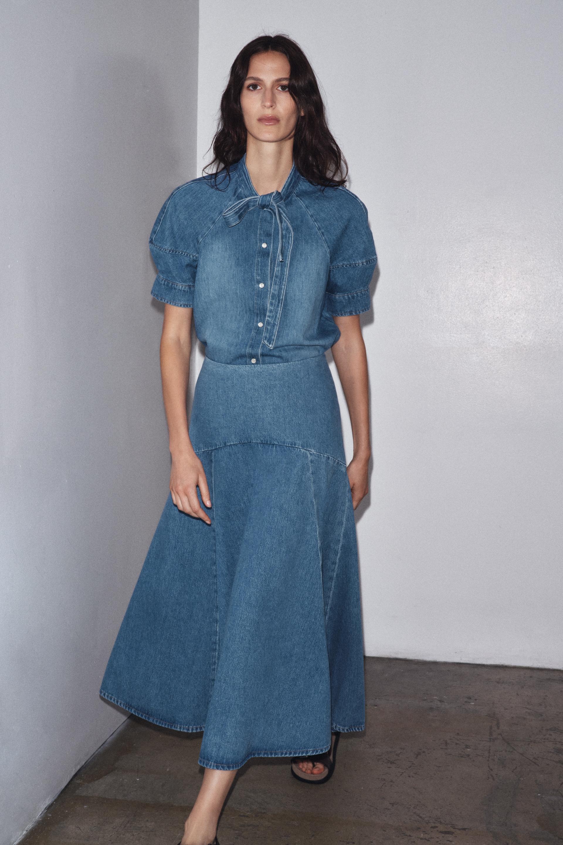 ZW COLLECTION DENIM SHIRT AND SKIRT SET by ZARA