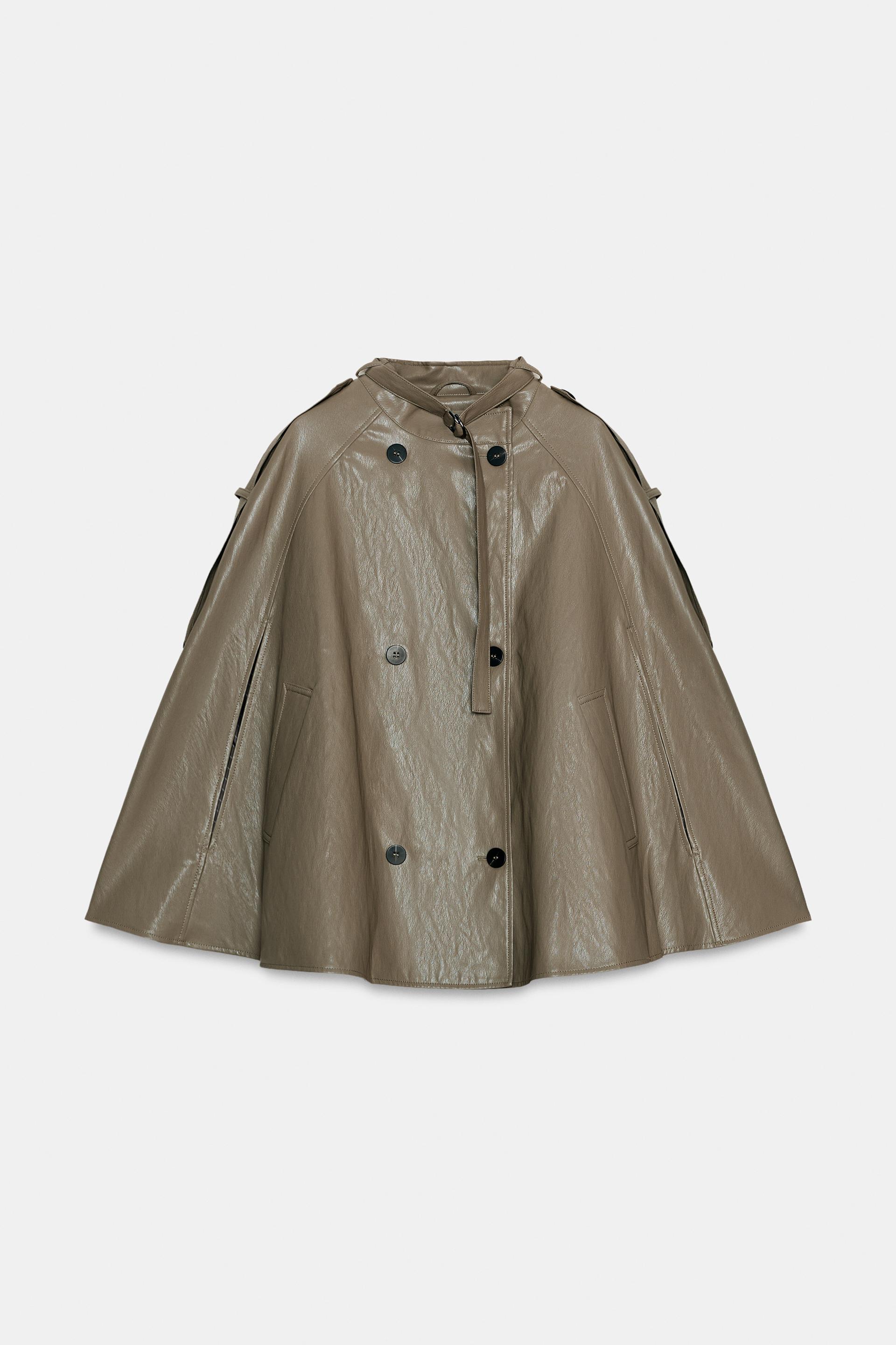 ZW COLLECTION FAUX LEATHER CAPE JACKET by ZARA