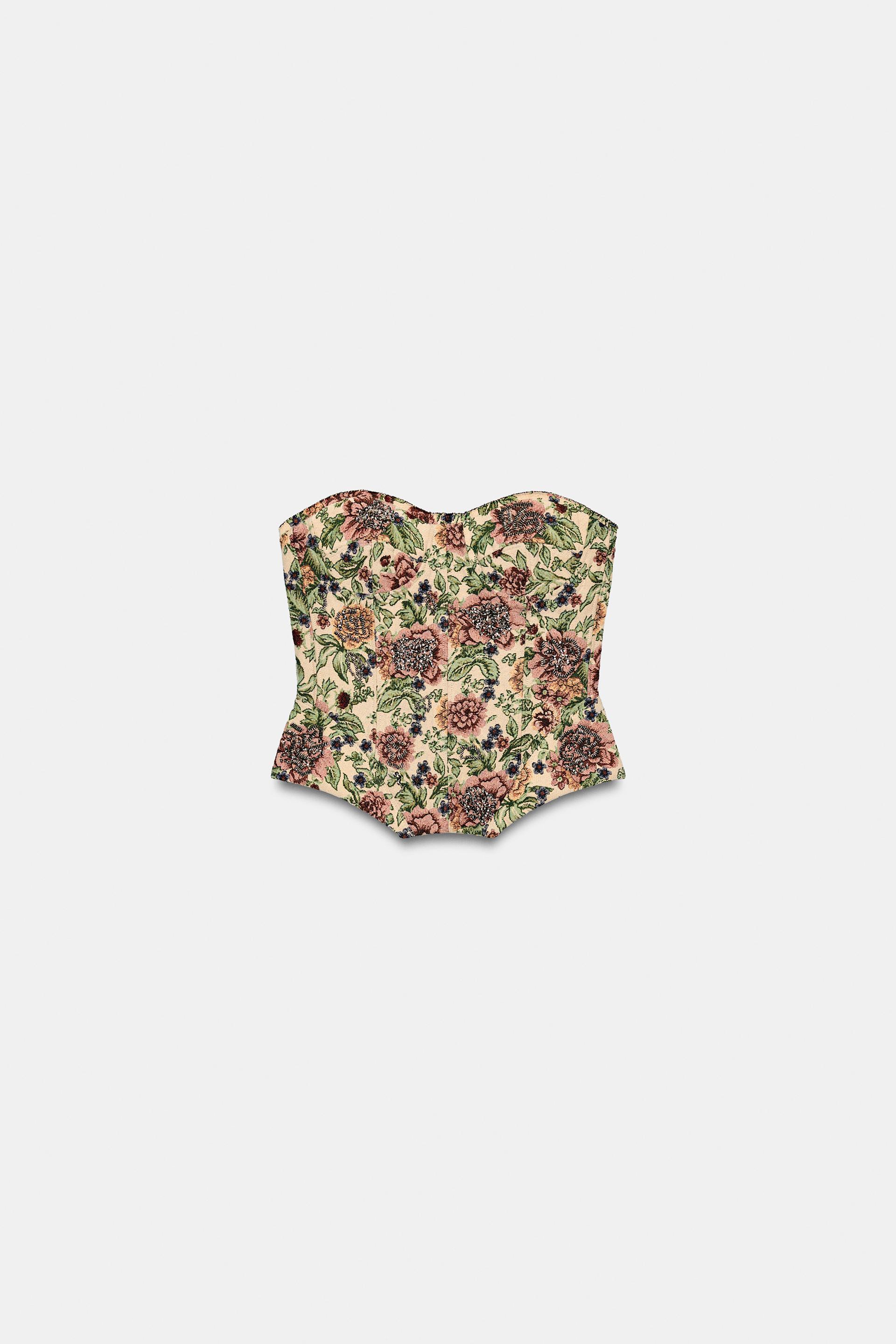 ZW COLLECTION FLORAL JACQUARD CORSET by ZARA