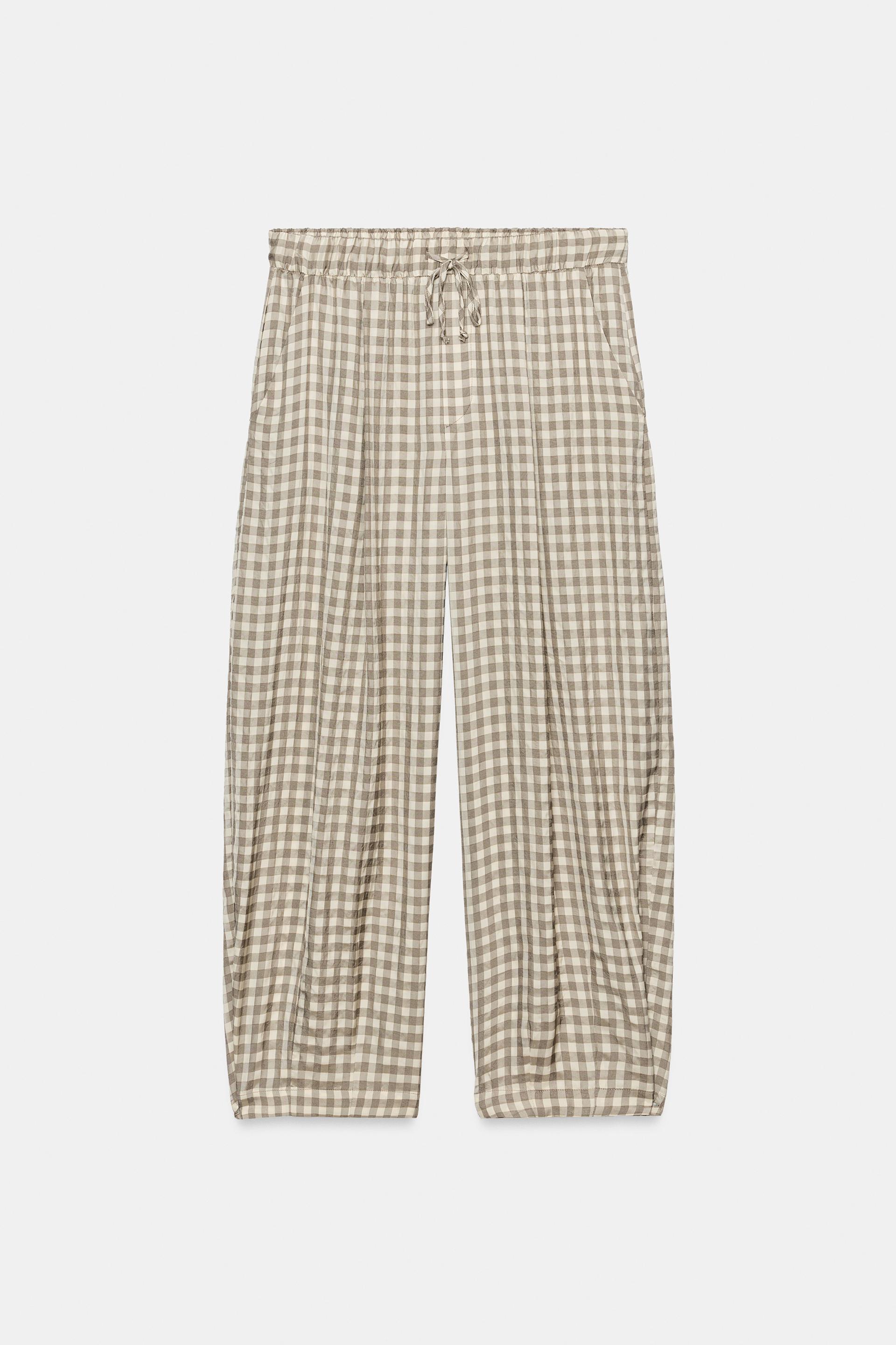 ZW COLLECTION FLOWY PLAID PANTS by ZARA
