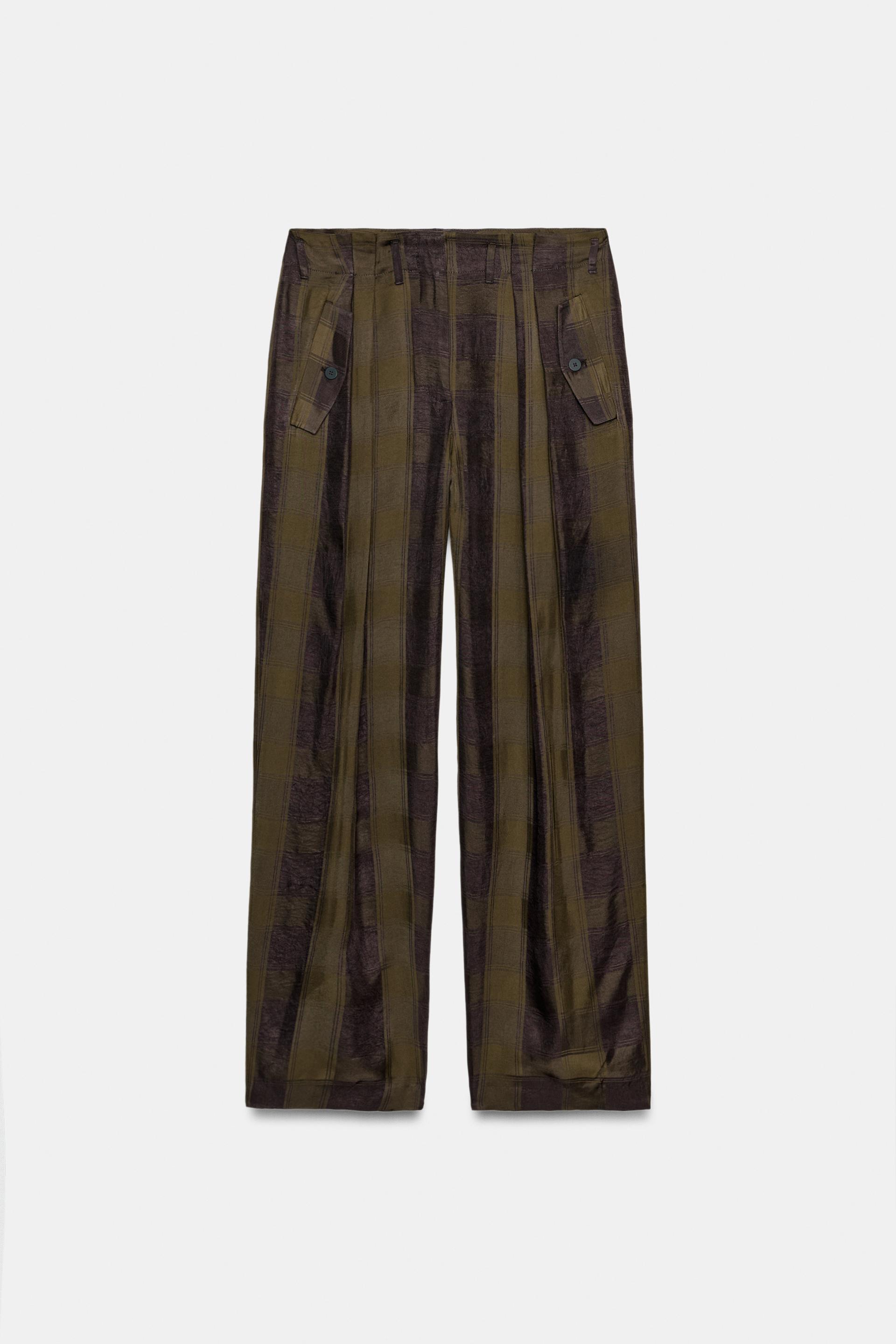 ZW COLLECTION FLOWY PLAID PANTS by ZARA