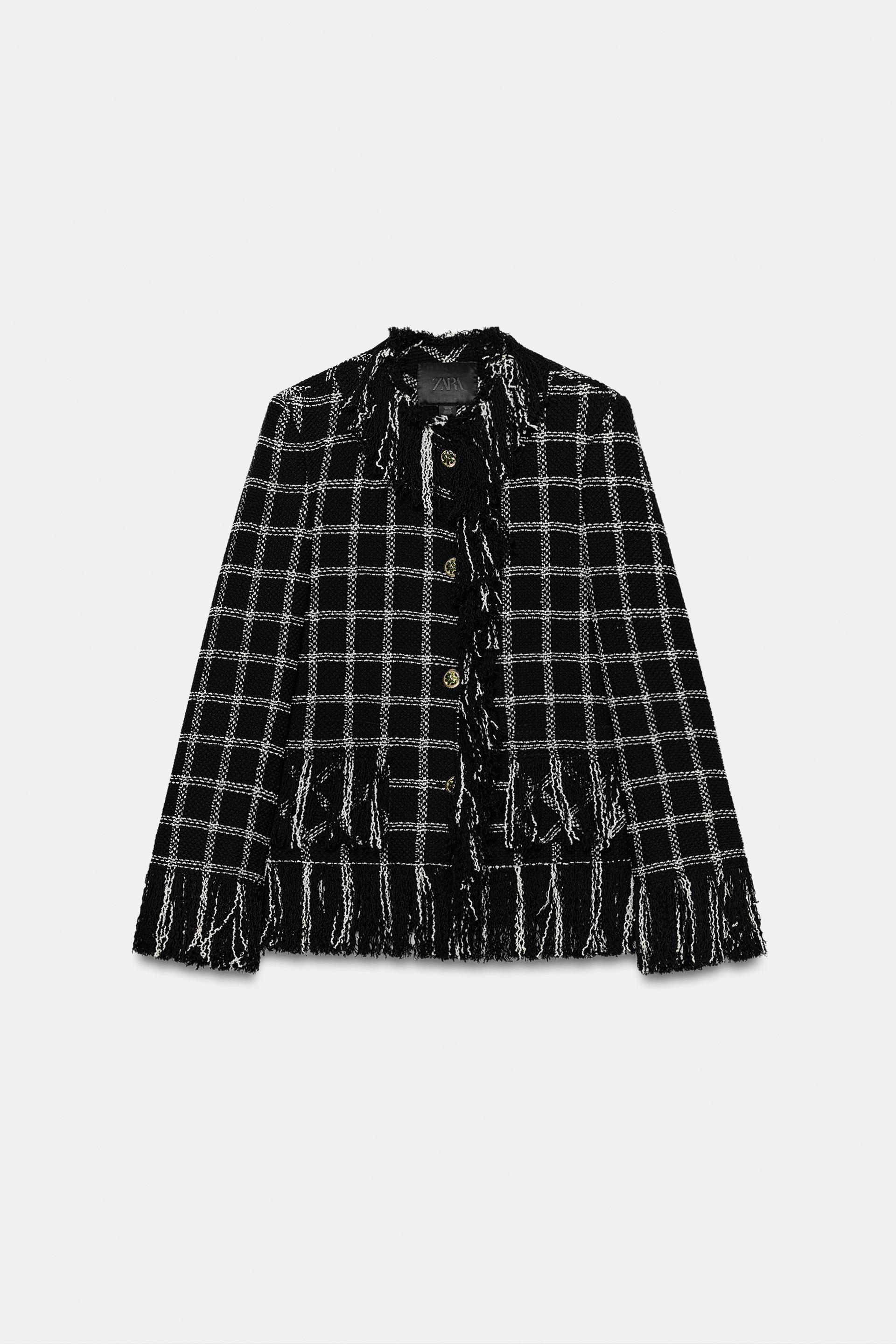 ZW COLLECTION FRINGED PLAID JACKET by ZARA