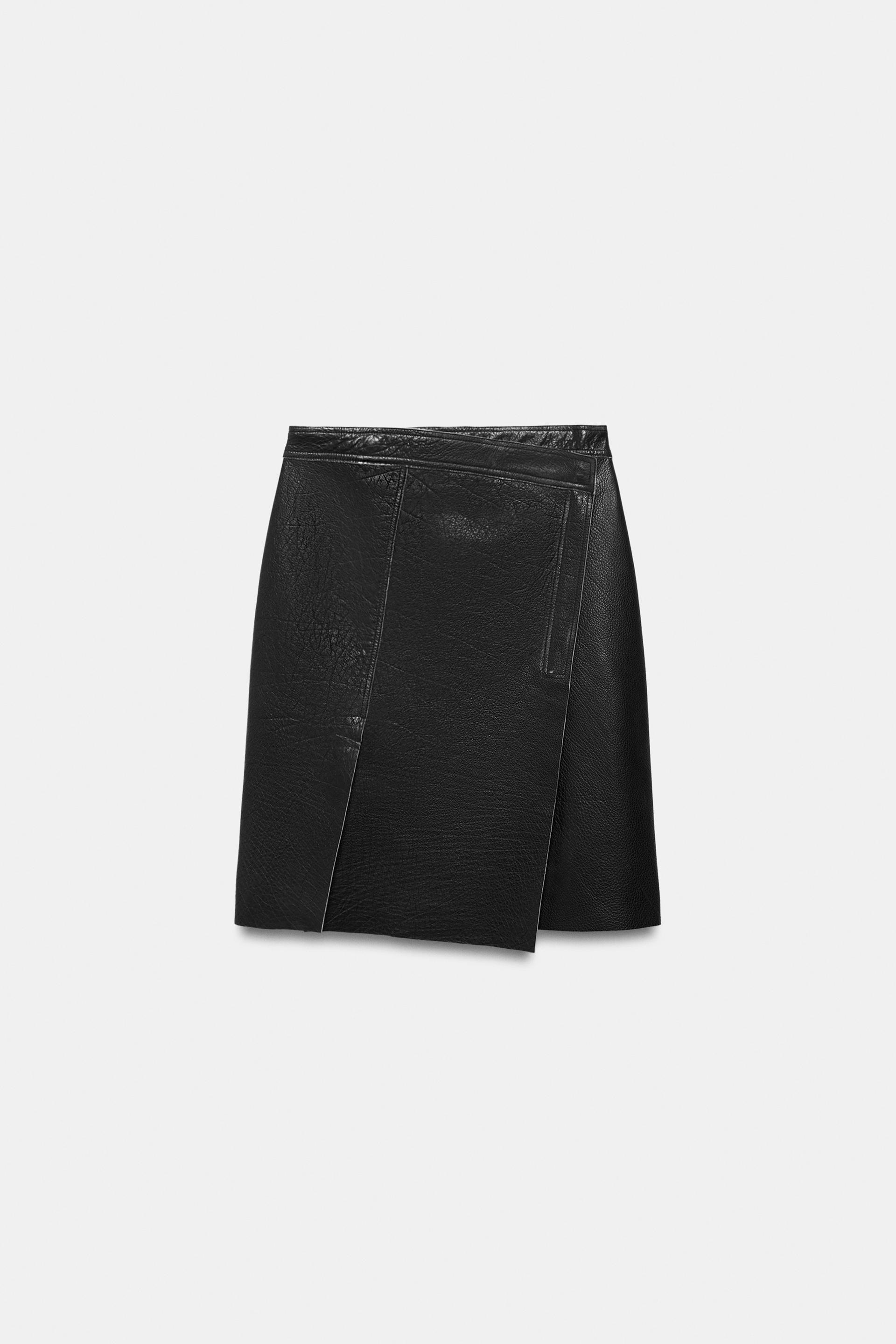 ZW COLLECTION LEATHER PAREO SKIRT LIMITED EDITION by ZARA