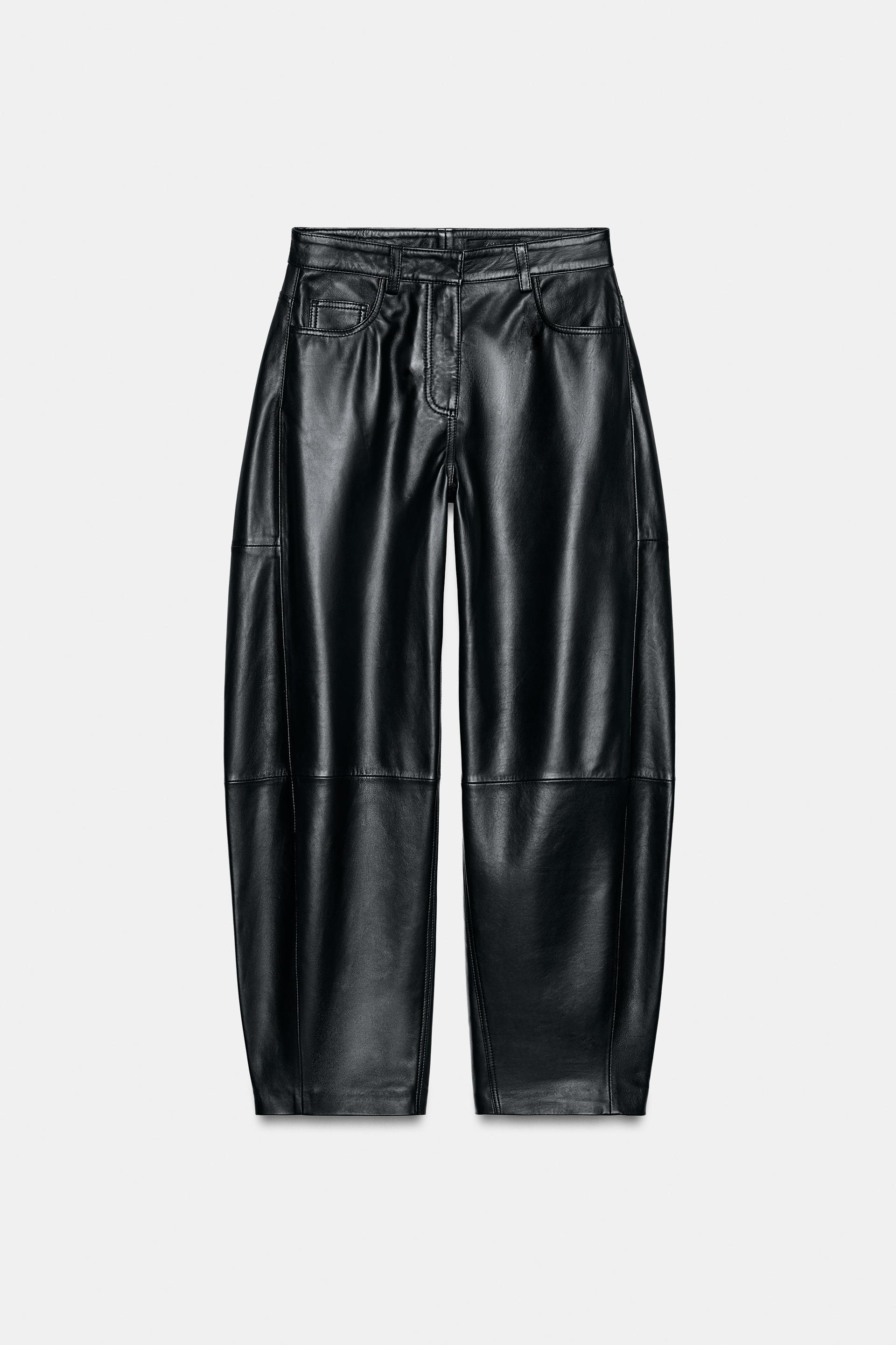 ZW COLLECTION LIMITED EDITION LEATHER BARREL PANTS by ZARA