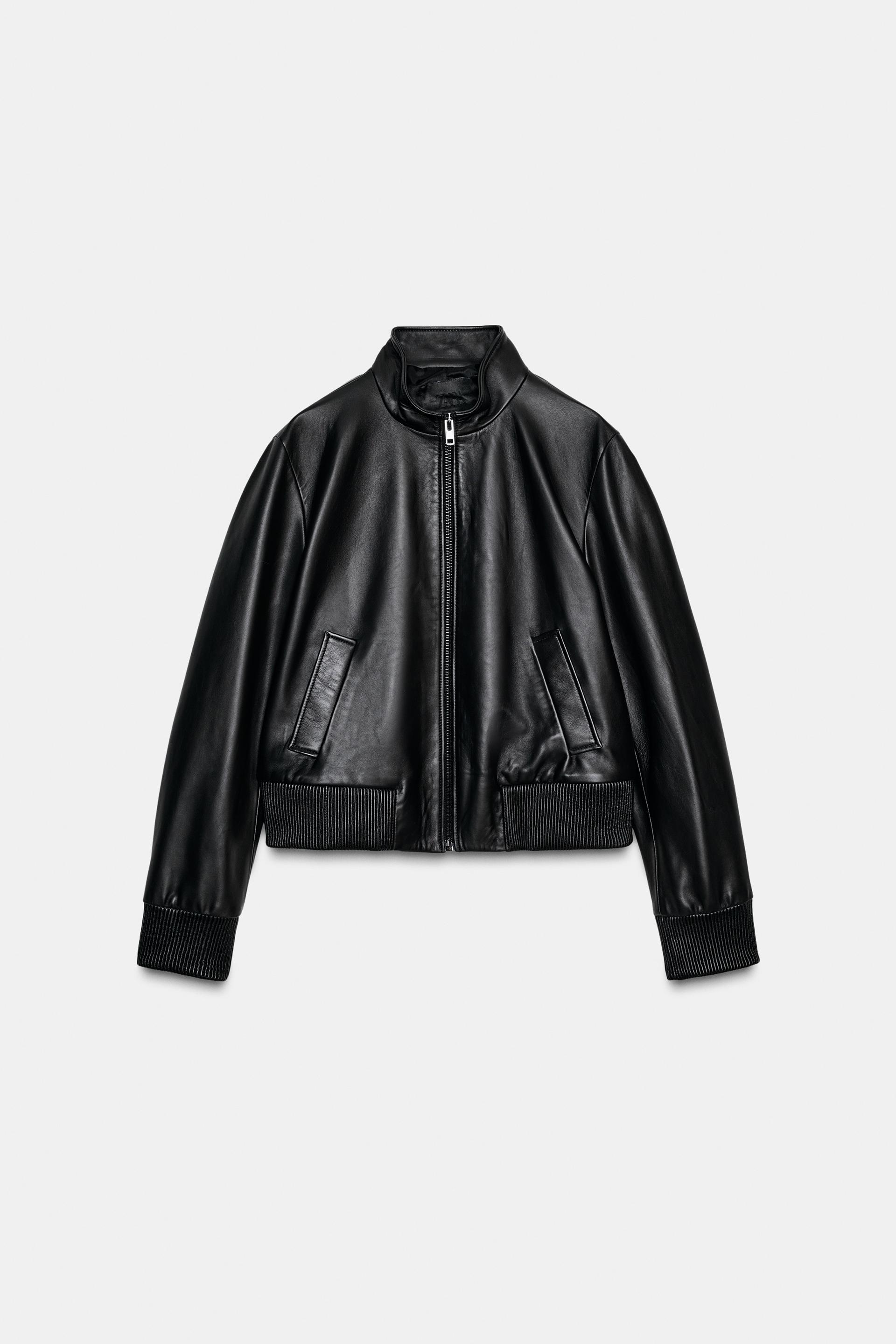 ZW COLLECTION LIMITED EDITION LEATHER BOMBER JACKET by ZARA