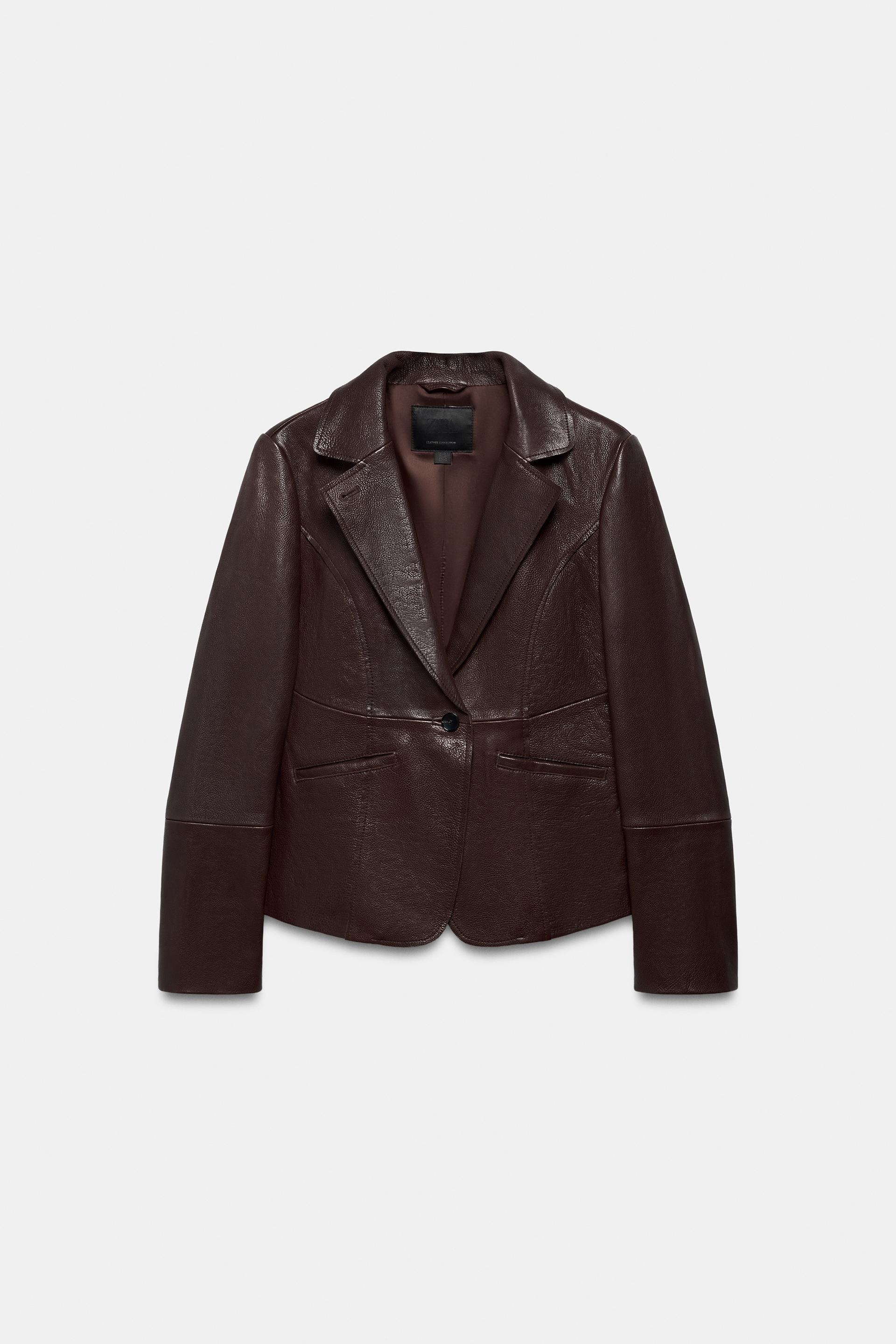 ZW COLLECTION LIMITED EDITION LEATHER TAILORED BLAZER by ZARA