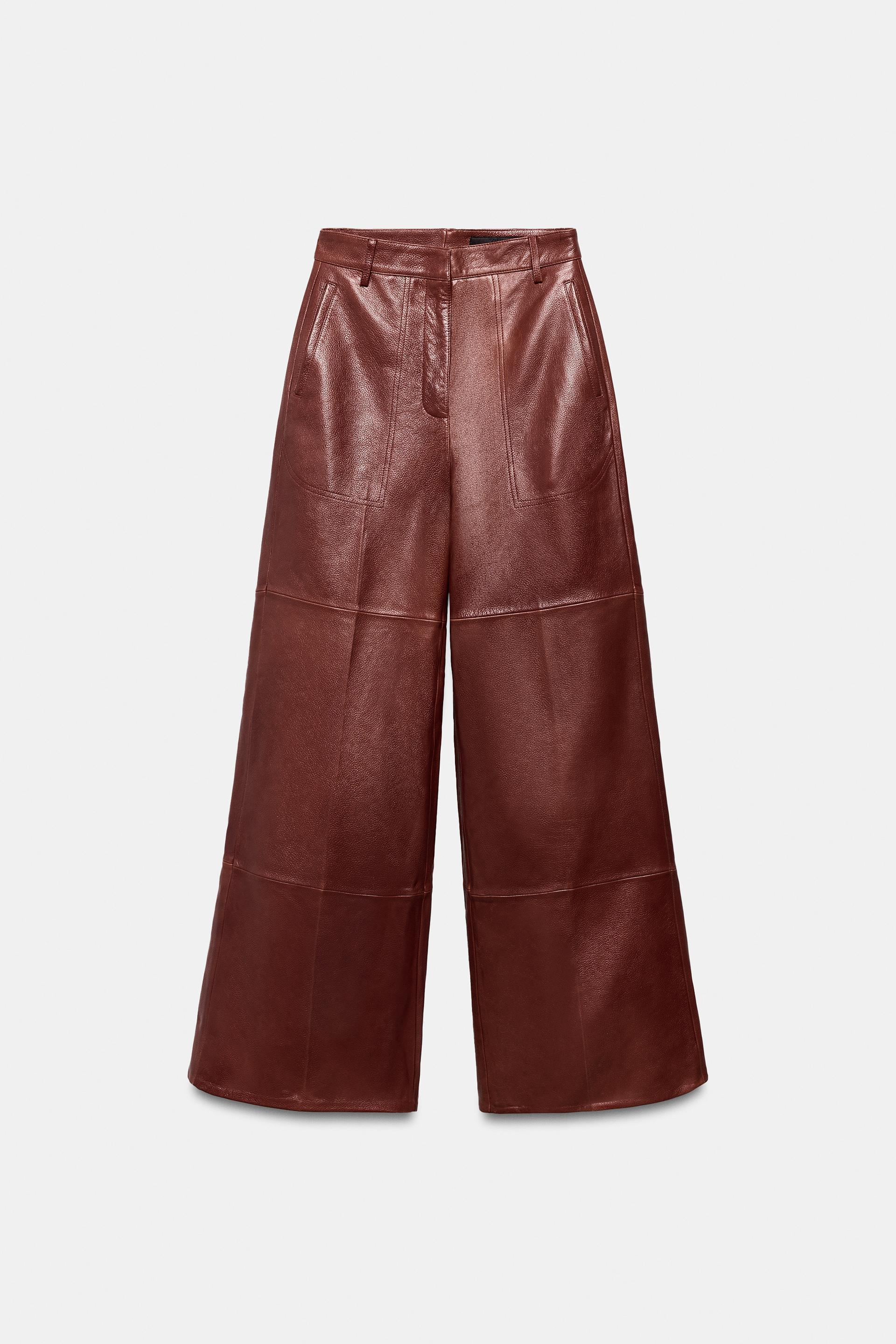 ZW COLLECTION LIMITED EDITION LEATHER WIDE LEG PANTS by ZARA