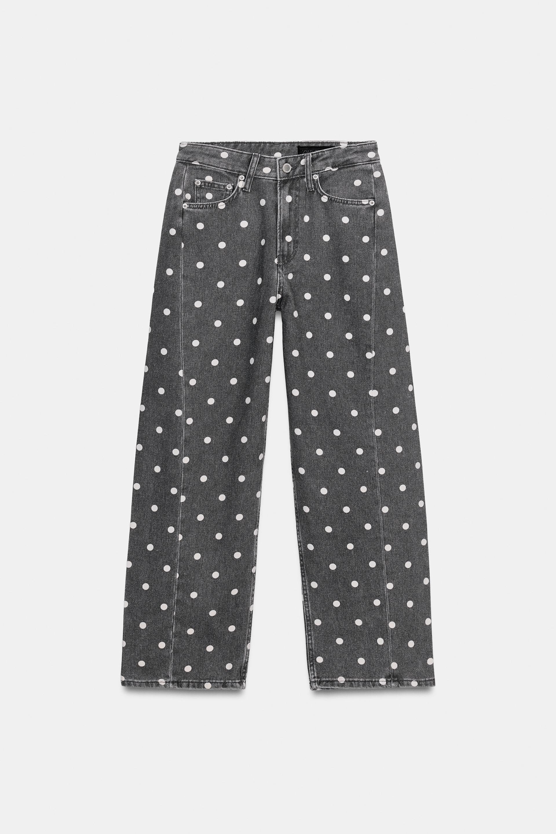ZW COLLECTION MID-RISE POLKA DOT ANKLE RELAXED JEANS by ZARA