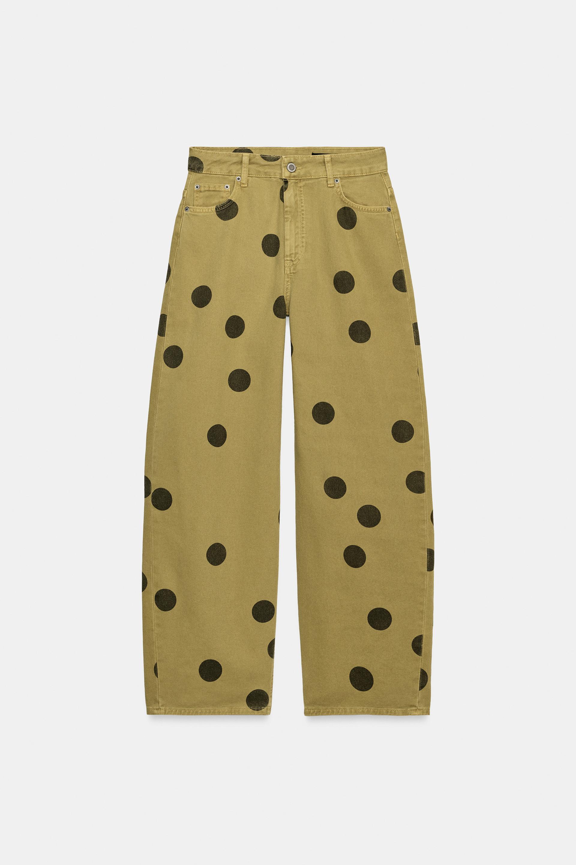 ZW COLLECTION MID-RISE POLKA DOT BARREL JEANS by ZARA
