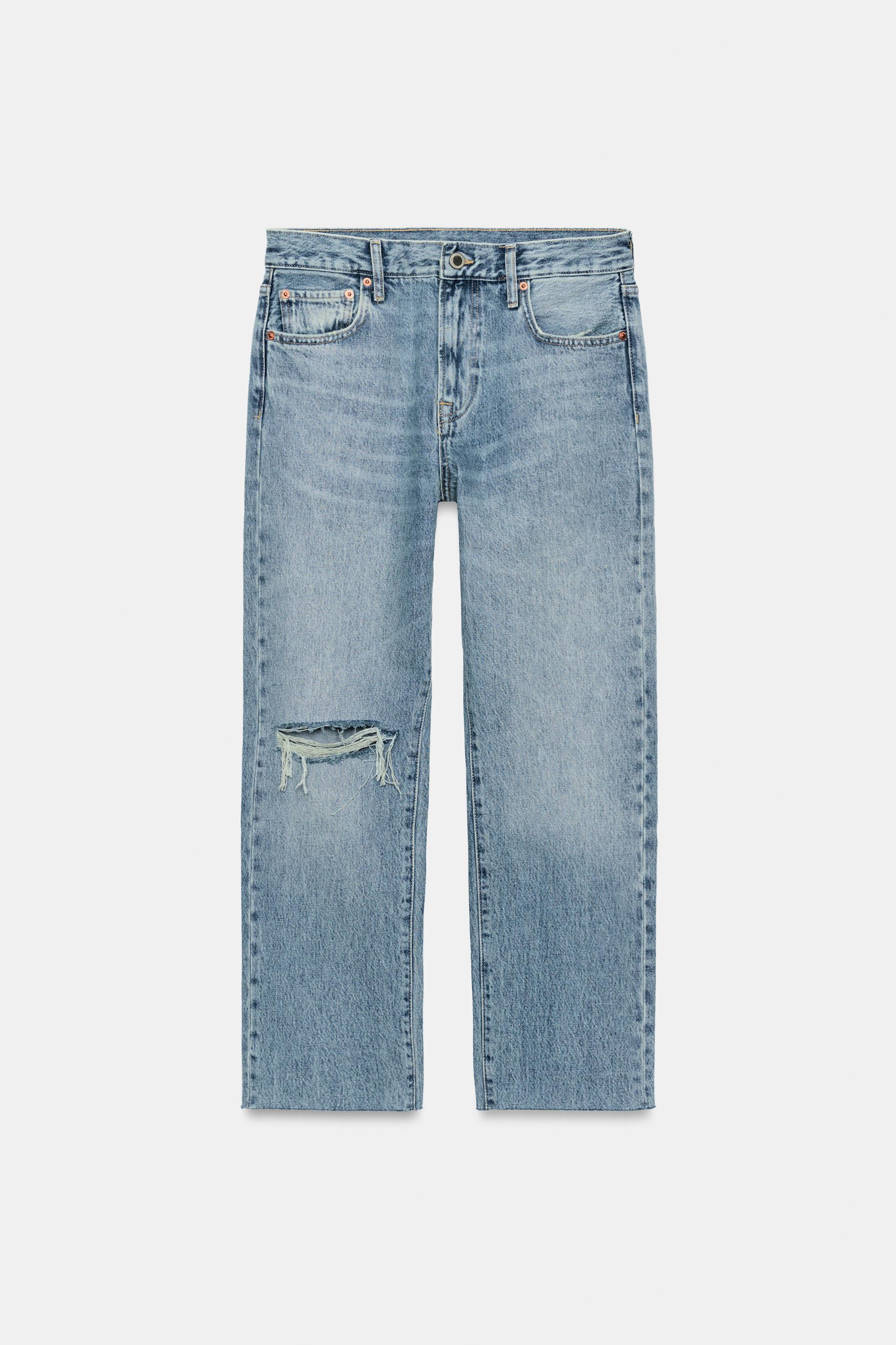 ZW COLLECTION MID-RISE RIPPED STRAIGHT LEG JEANS by ZARA