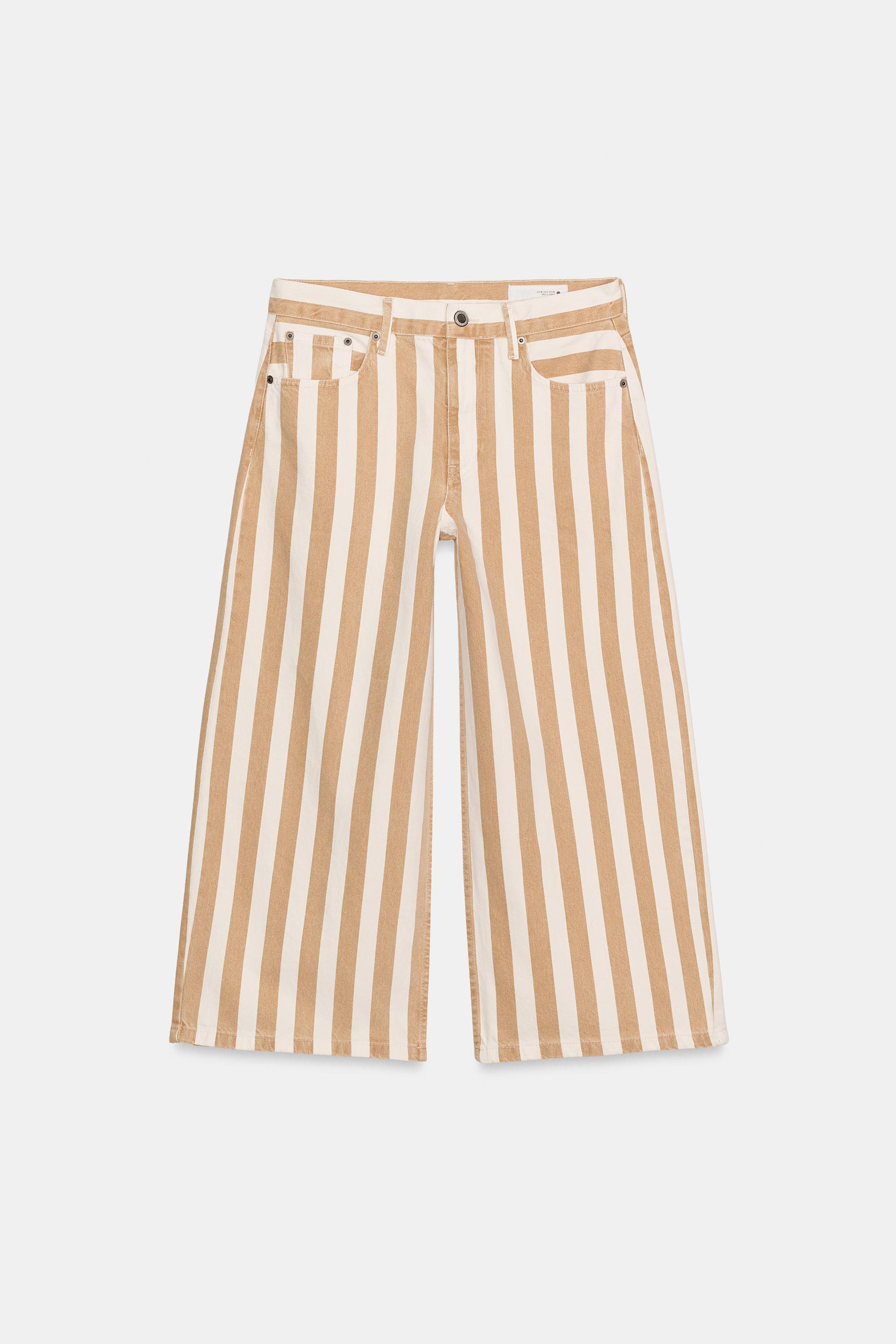 ZW COLLECTION MID-RISE STRIPED CULOTTE JEANS by ZARA