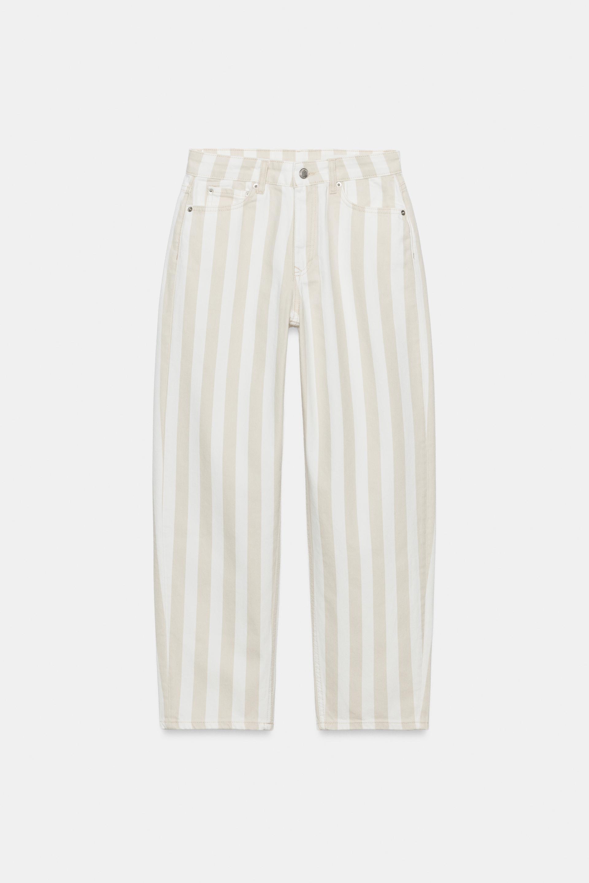 ZW COLLECTION MID-RISE STRIPED TAPERED JEANS by ZARA