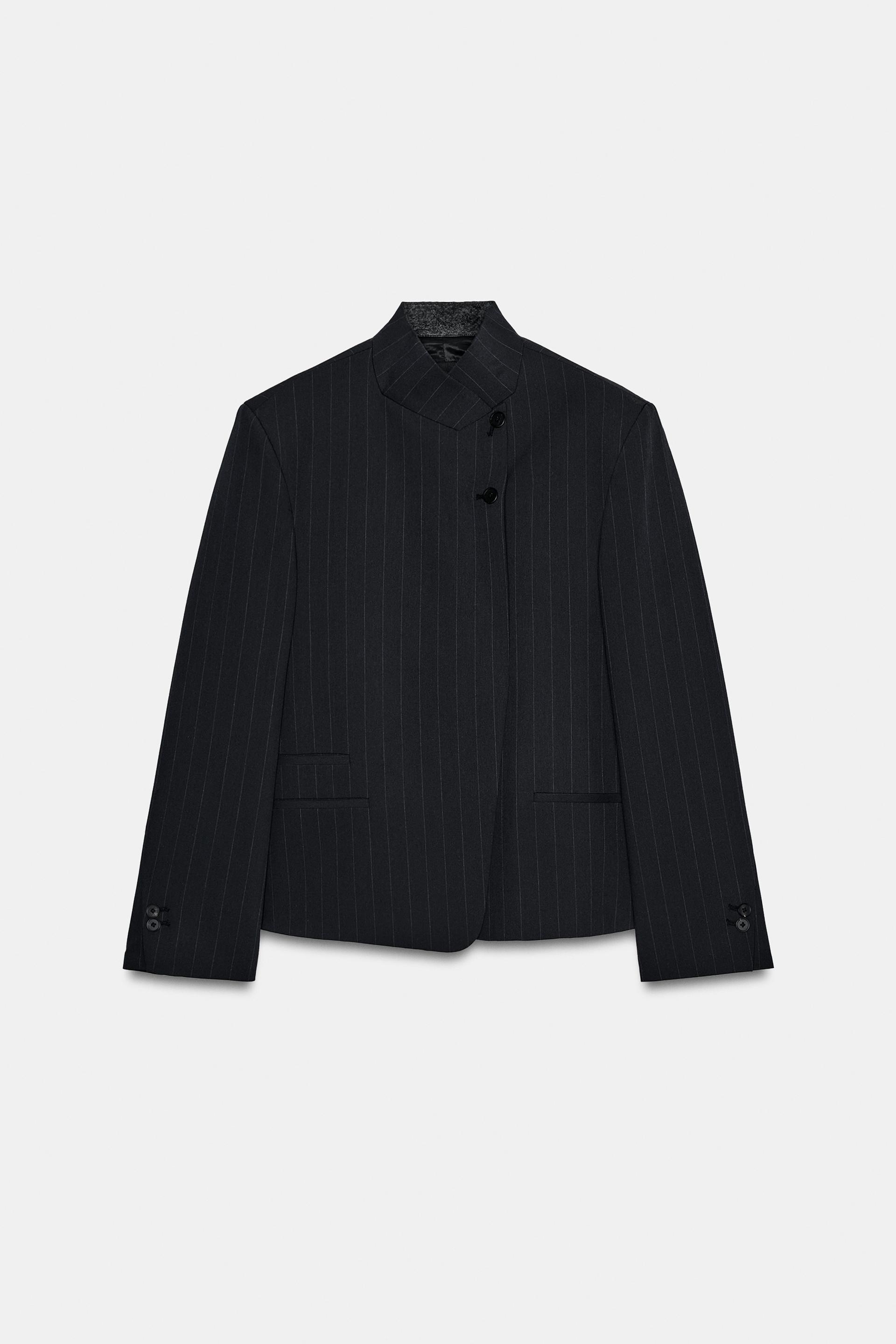 ZW COLLECTION PINSTRIPE HIGH NECK BLAZER by ZARA