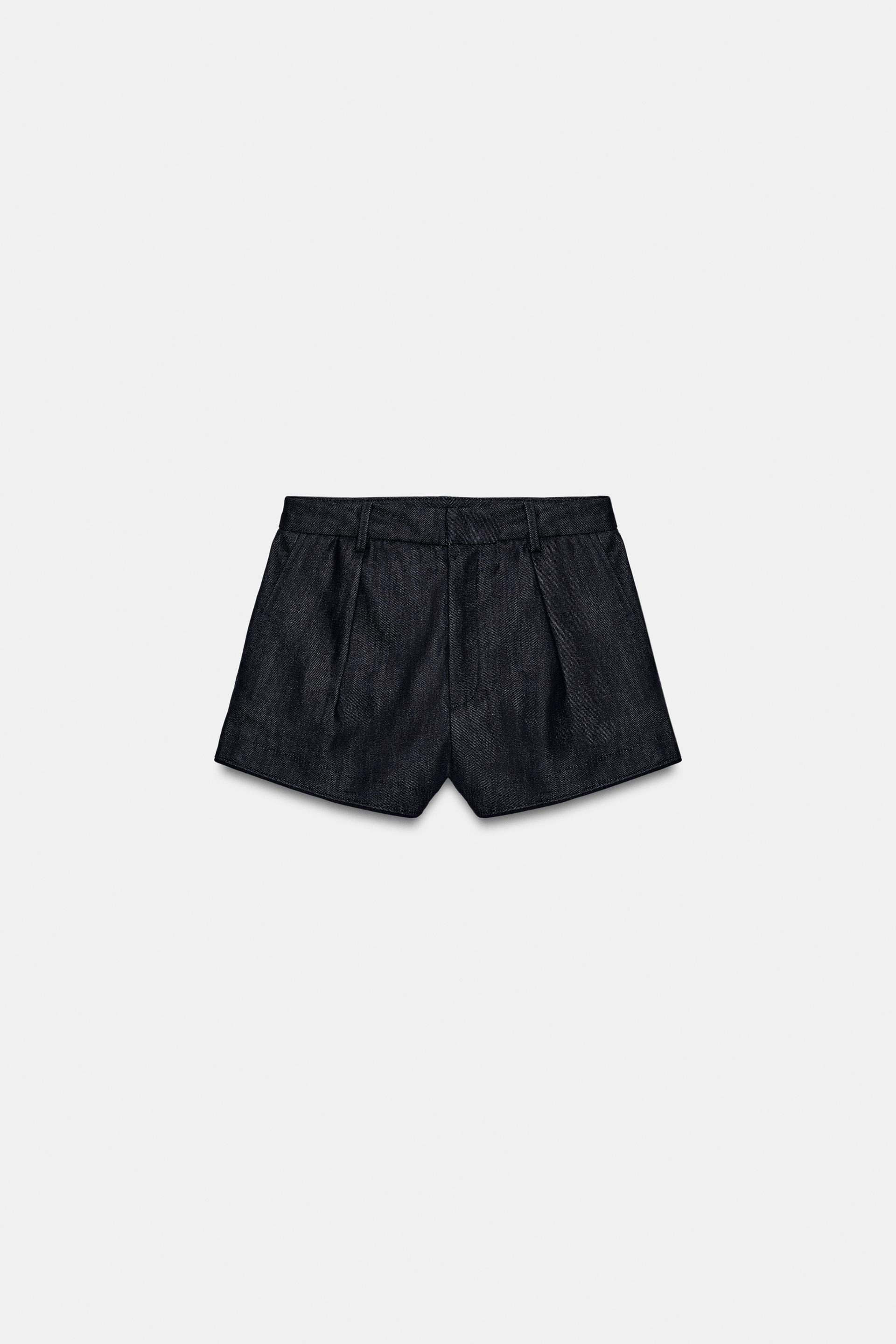 ZW COLLECTION PLEATED DENIM SHORTS by ZARA
