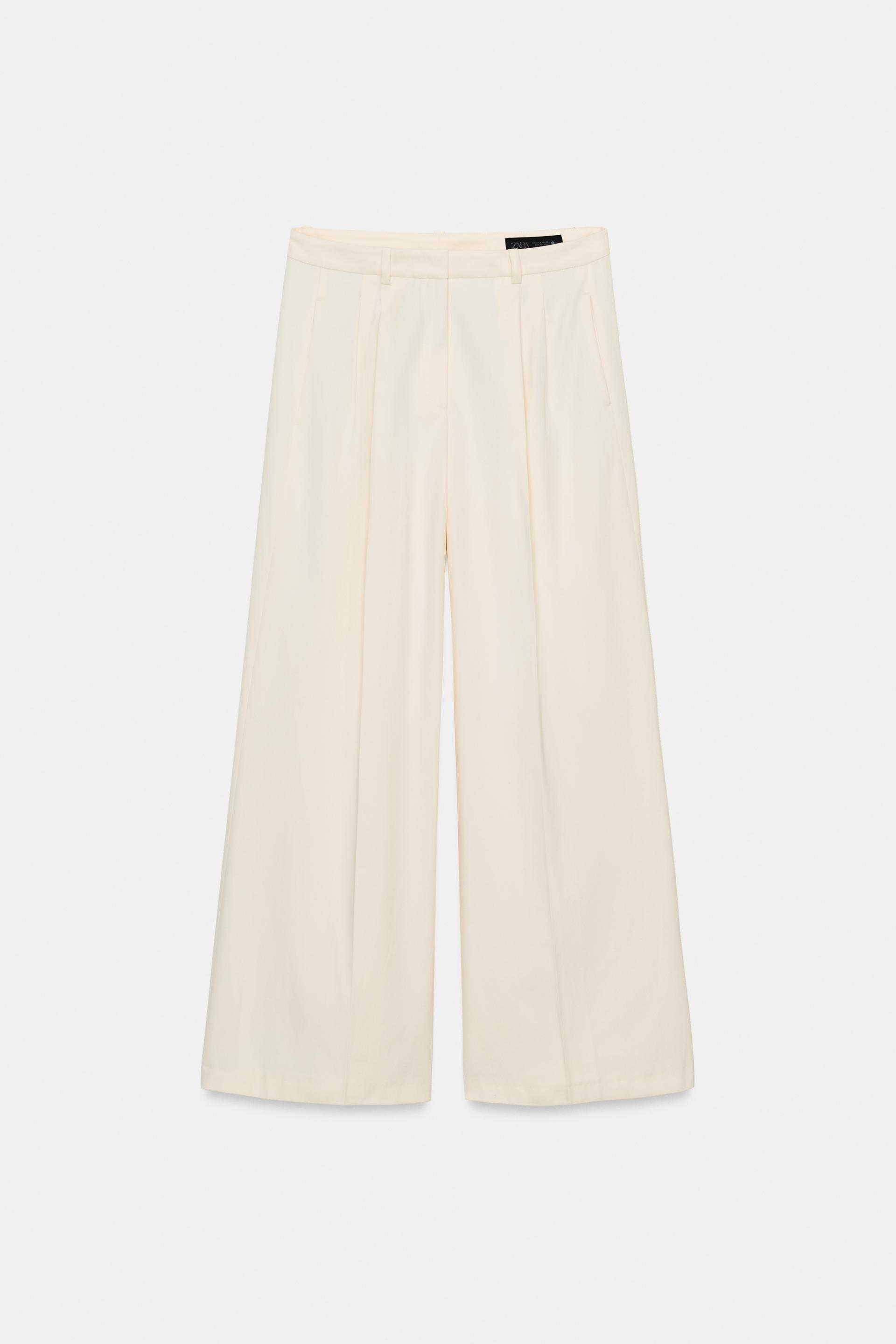 ZW COLLECTION PLEATED WIDE LEG PANTS by ZARA