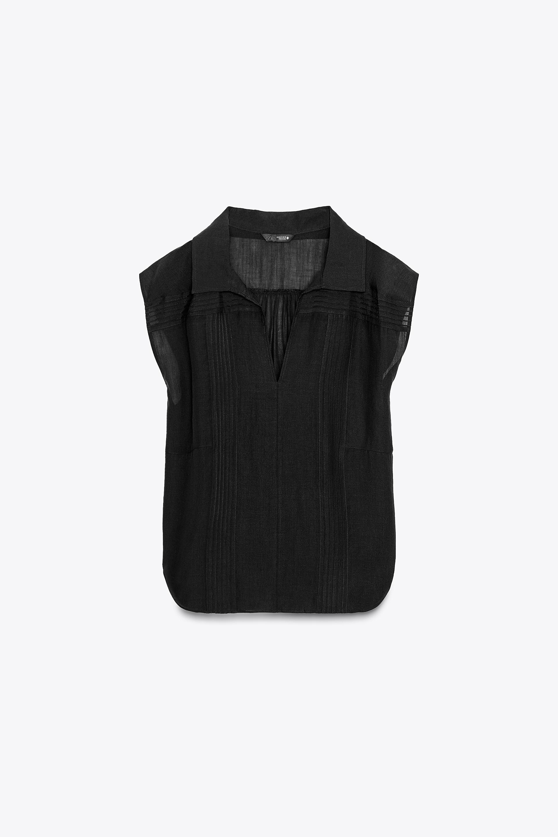 ZW COLLECTION RAMIE BLEND PINTUCK SHIRT by ZARA