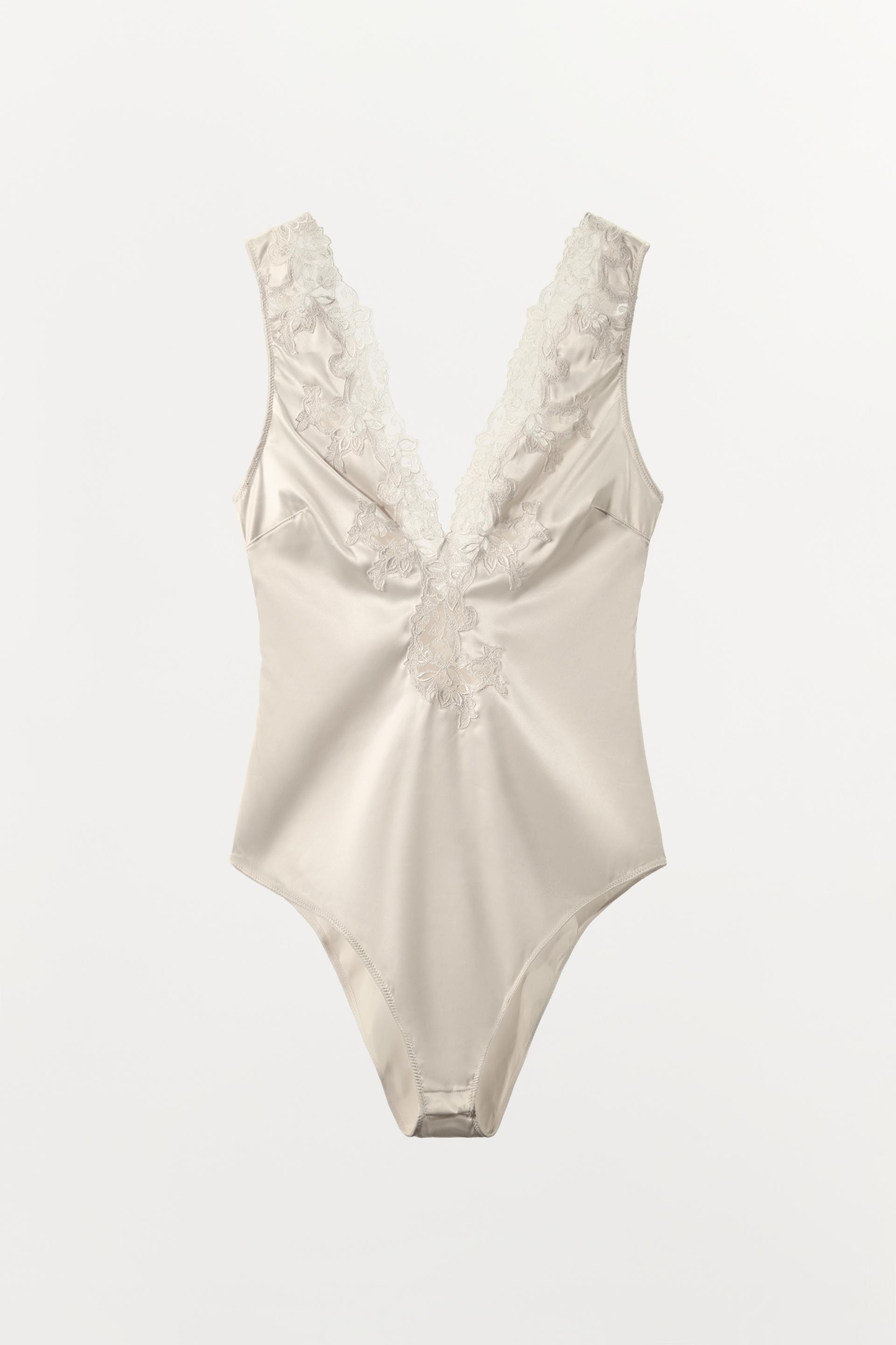 ZW COLLECTION SATIN EFFECT LACE BODYSUIT by ZARA